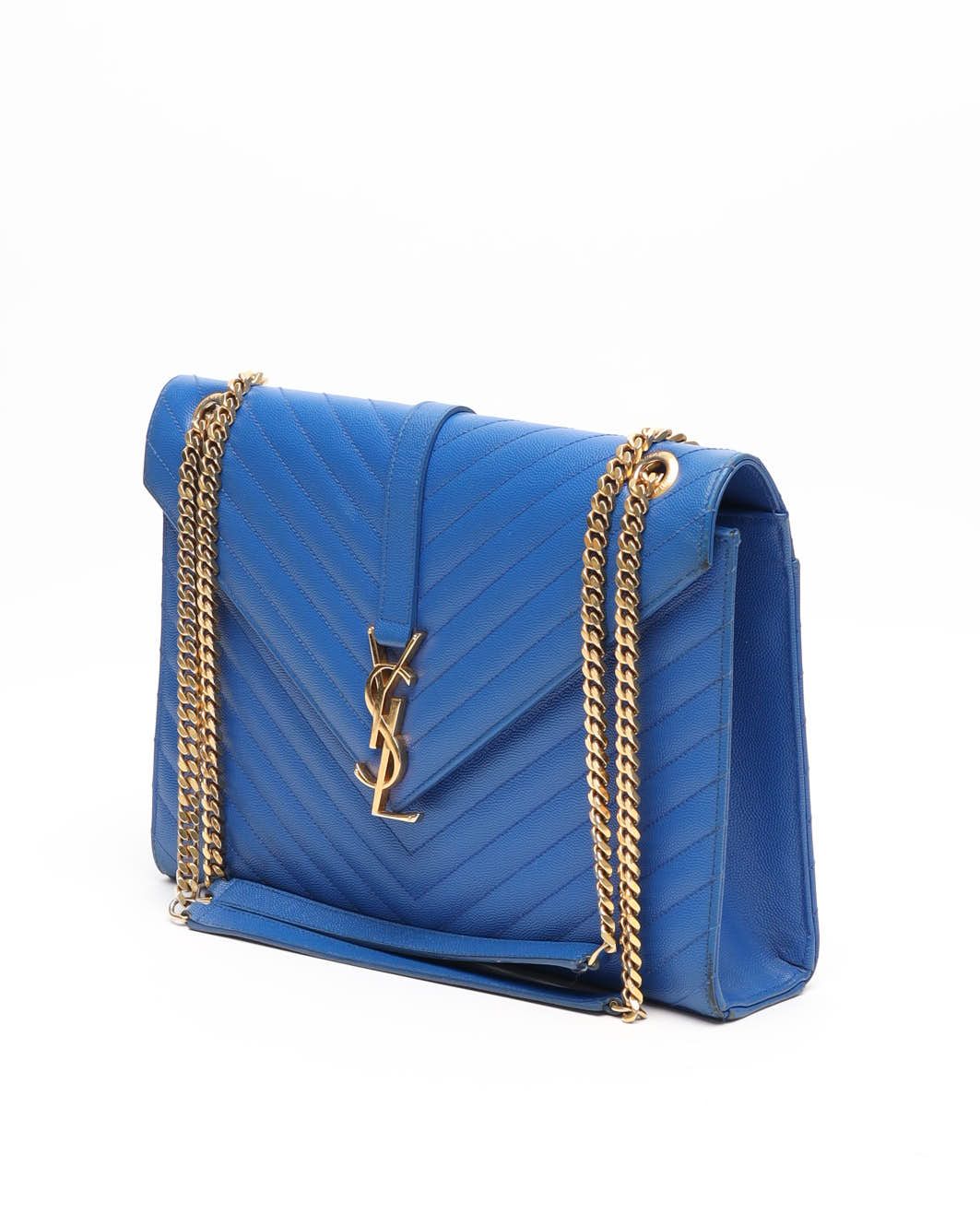 Saint Laurent Large Envelope Bag In Blue