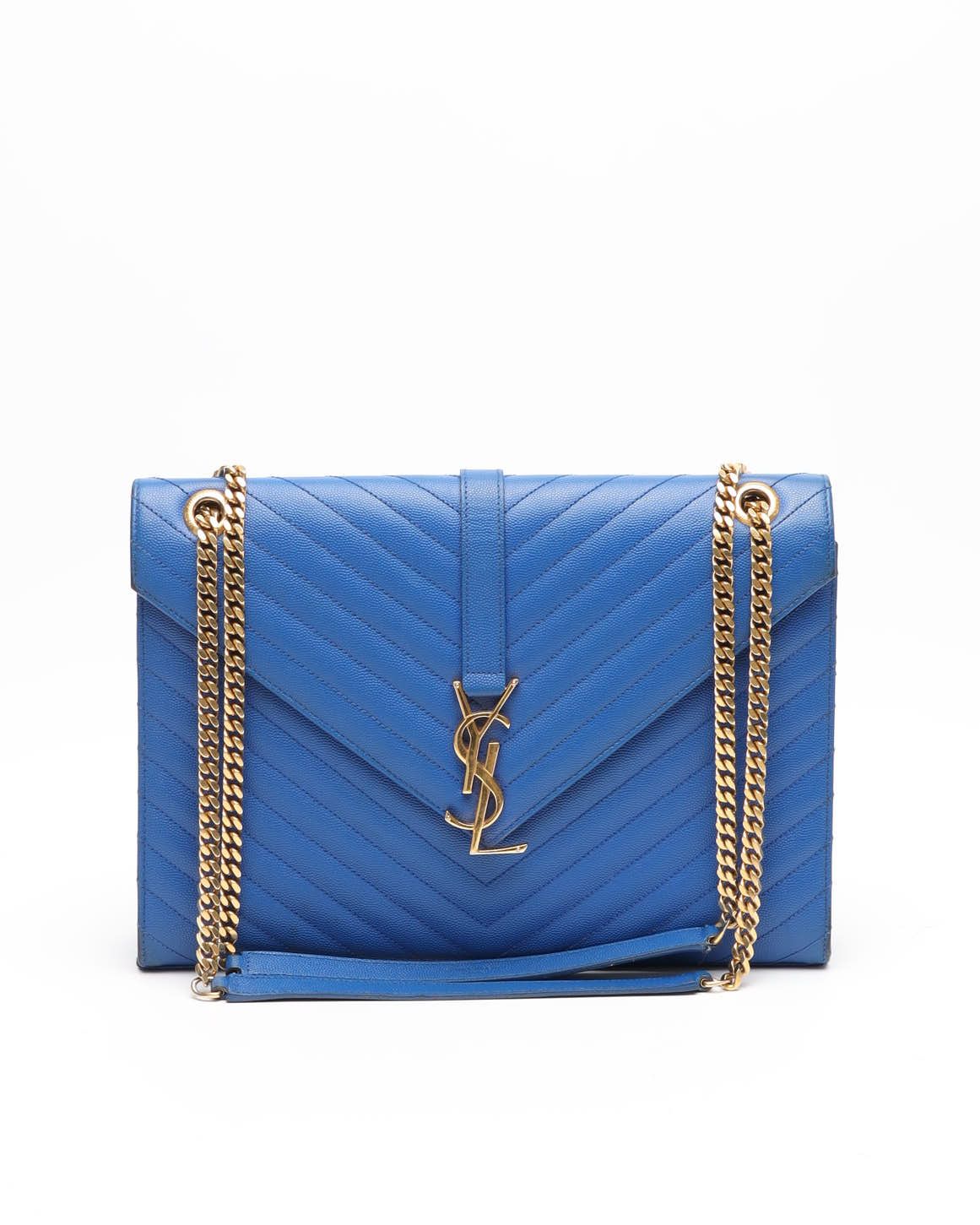 Saint Laurent Large Envelope Bag In Blue