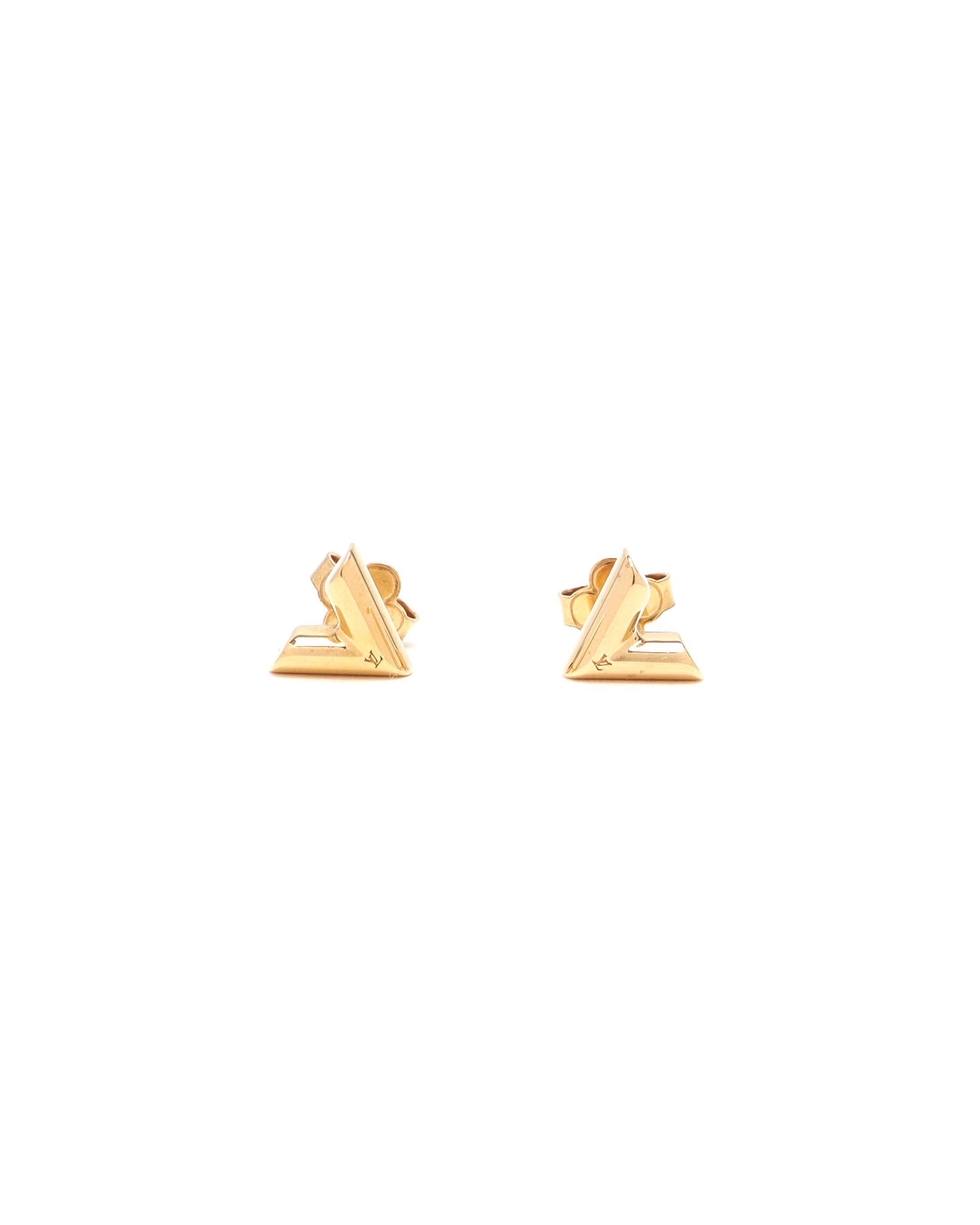 Pre-owned Louis Vuitton Essential V Stud Earrings In Gold