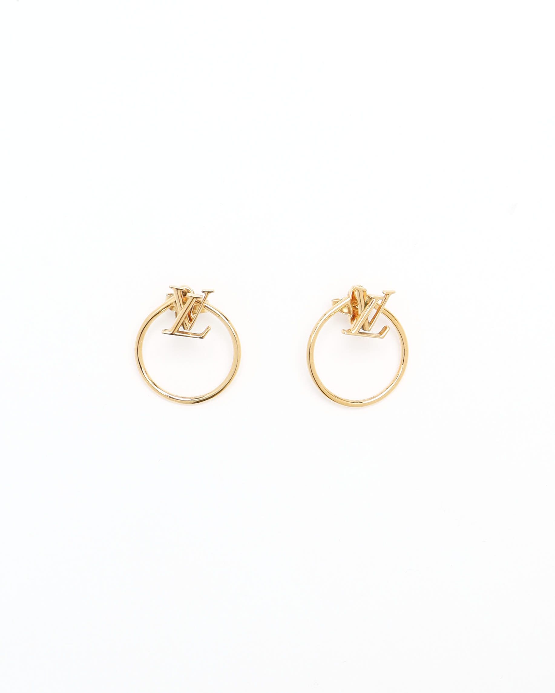 Pre-owned Louis Vuitton Lv Eclipse Hoop Earrings In Gold