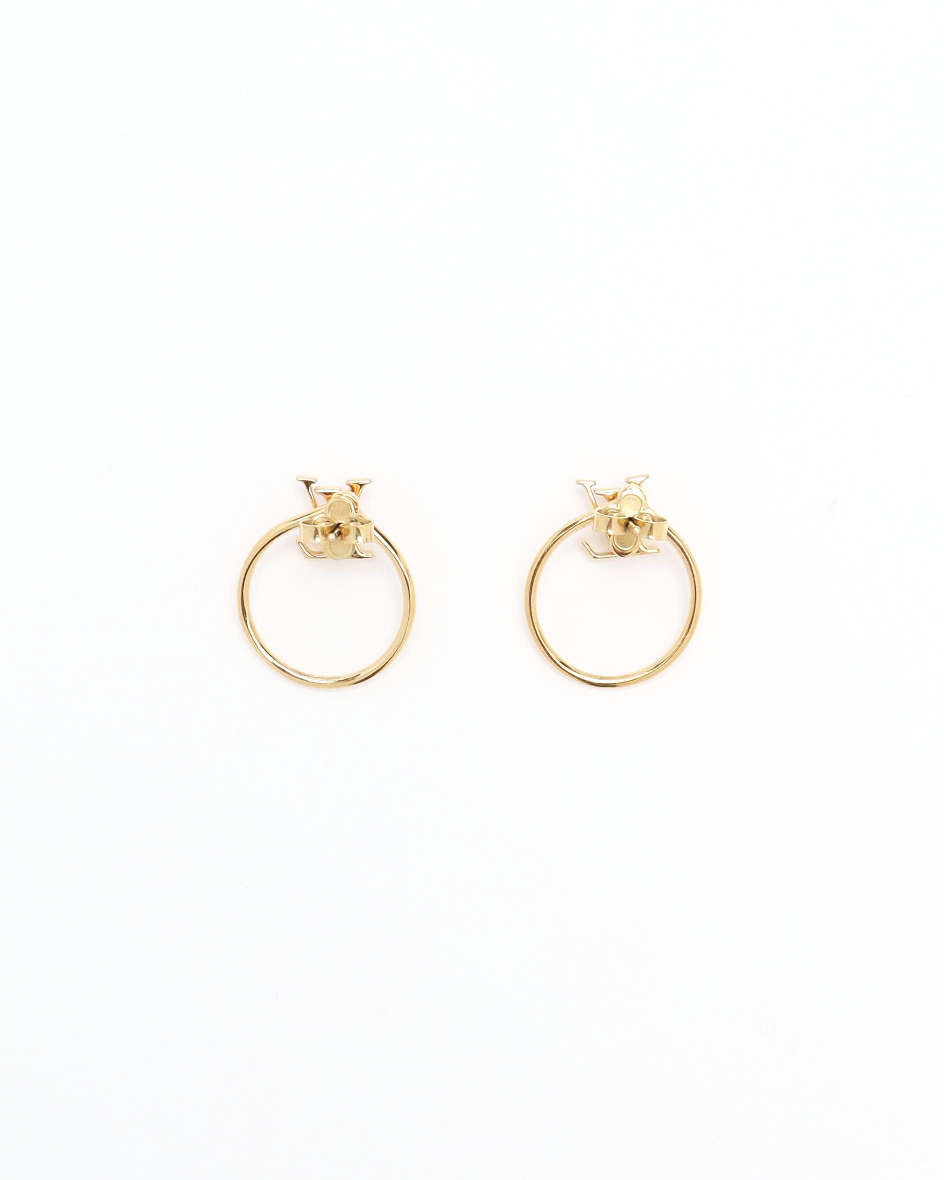Pre-owned Louis Vuitton Lv Eclipse Hoop Earrings In Gold