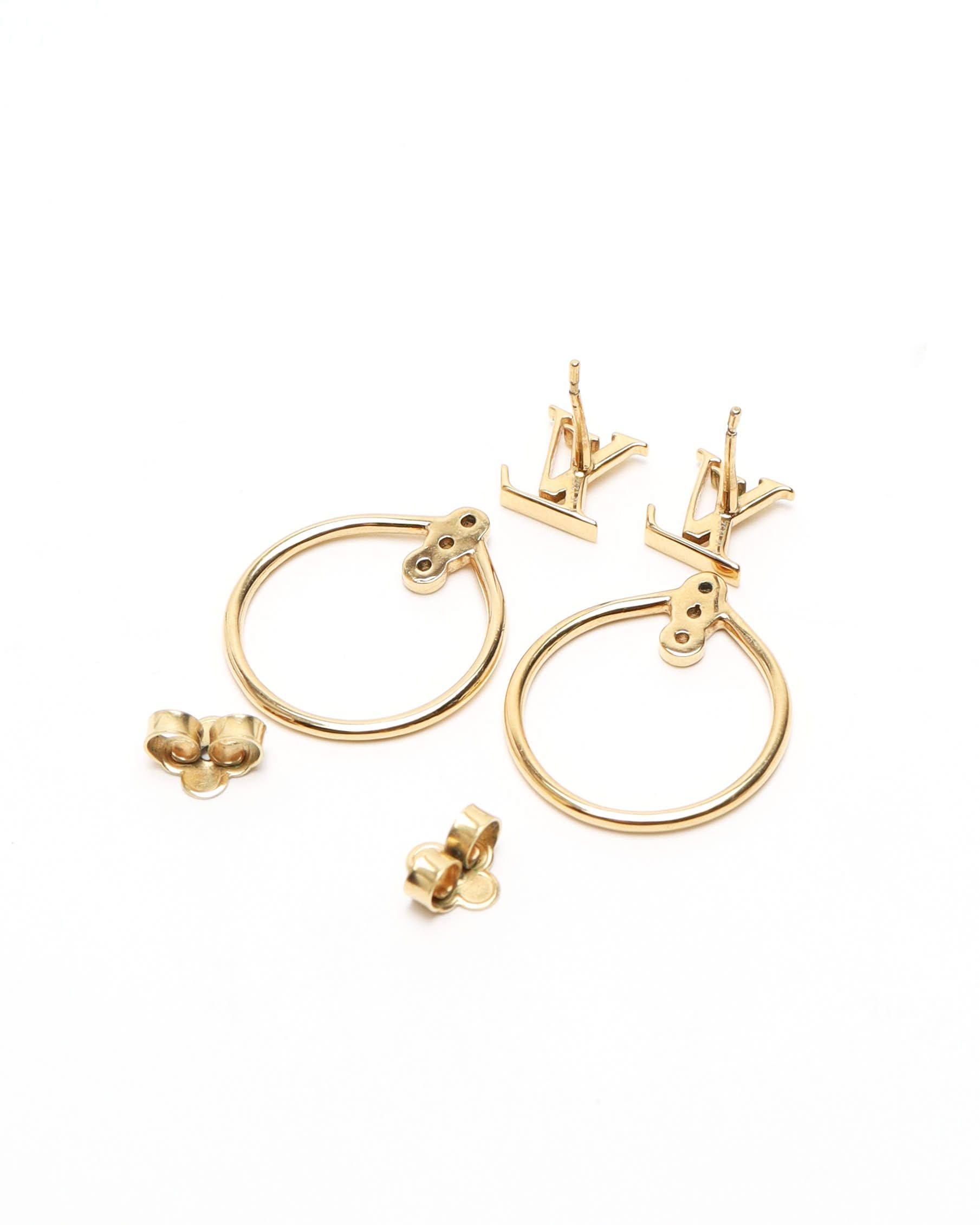 Pre-owned Louis Vuitton Lv Eclipse Hoop Earrings In Gold