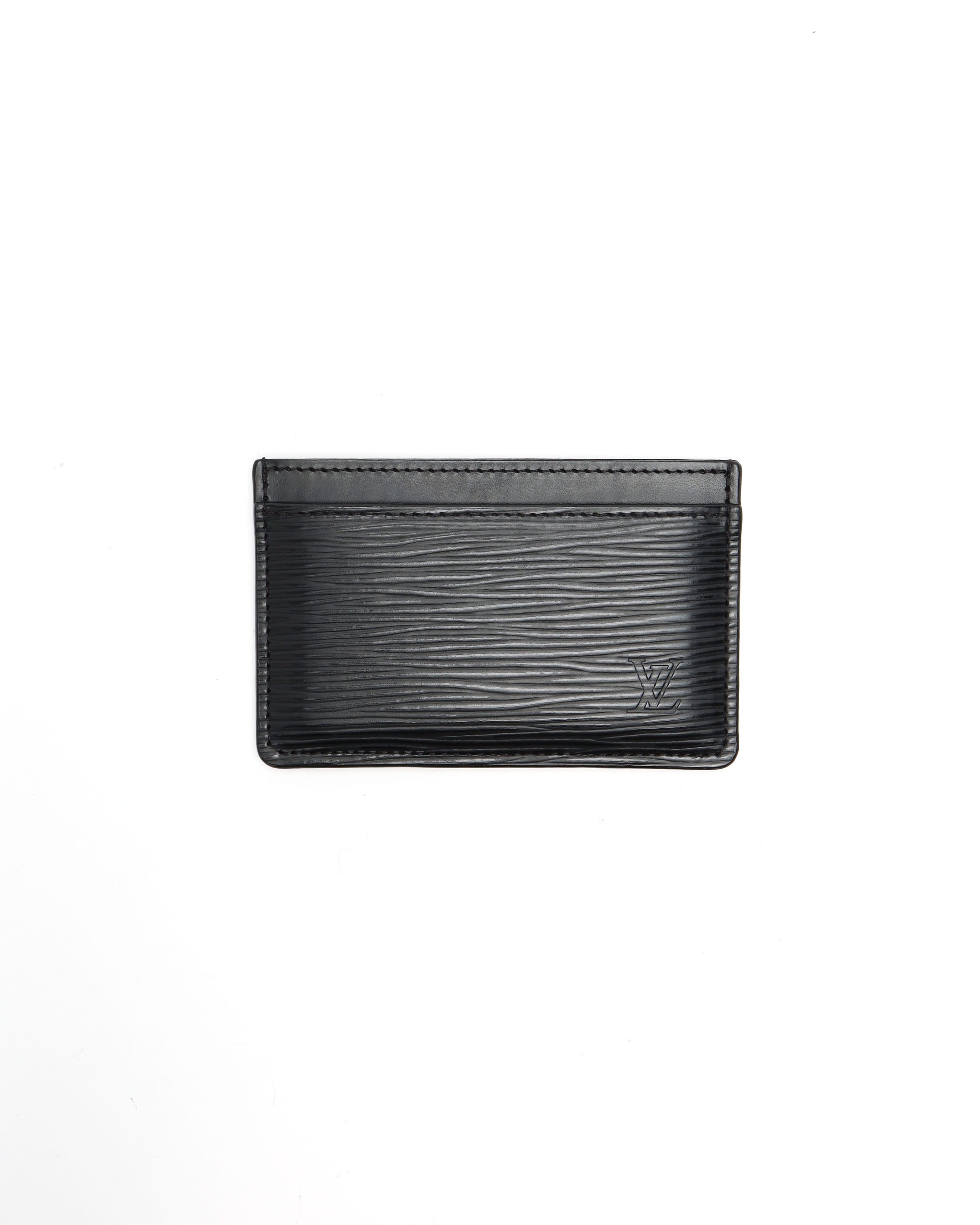 Pre-owned Louis Vuitton Epi Leather Card Holder In Black