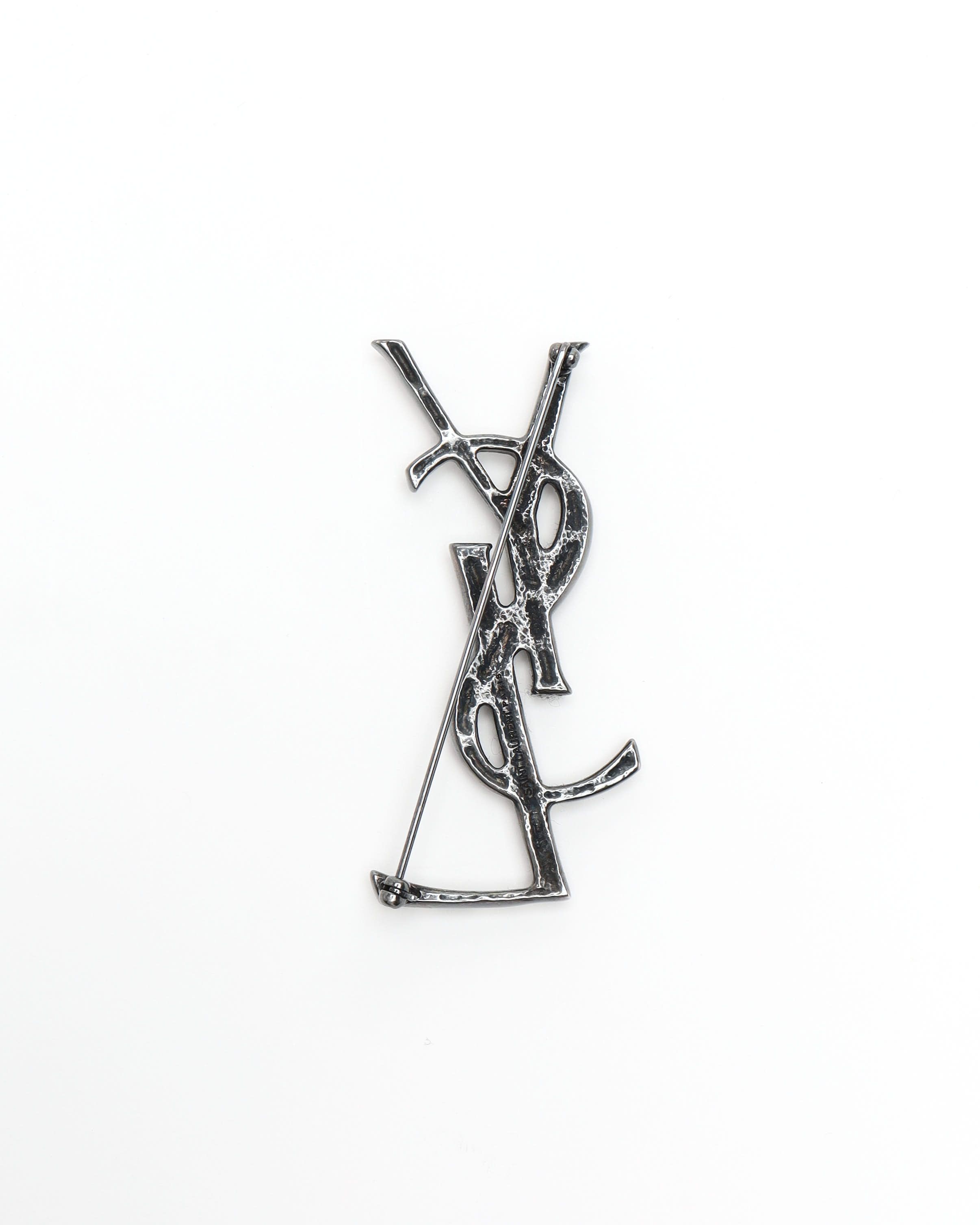 Saint Laurent Ysl Logo Brooch In Black