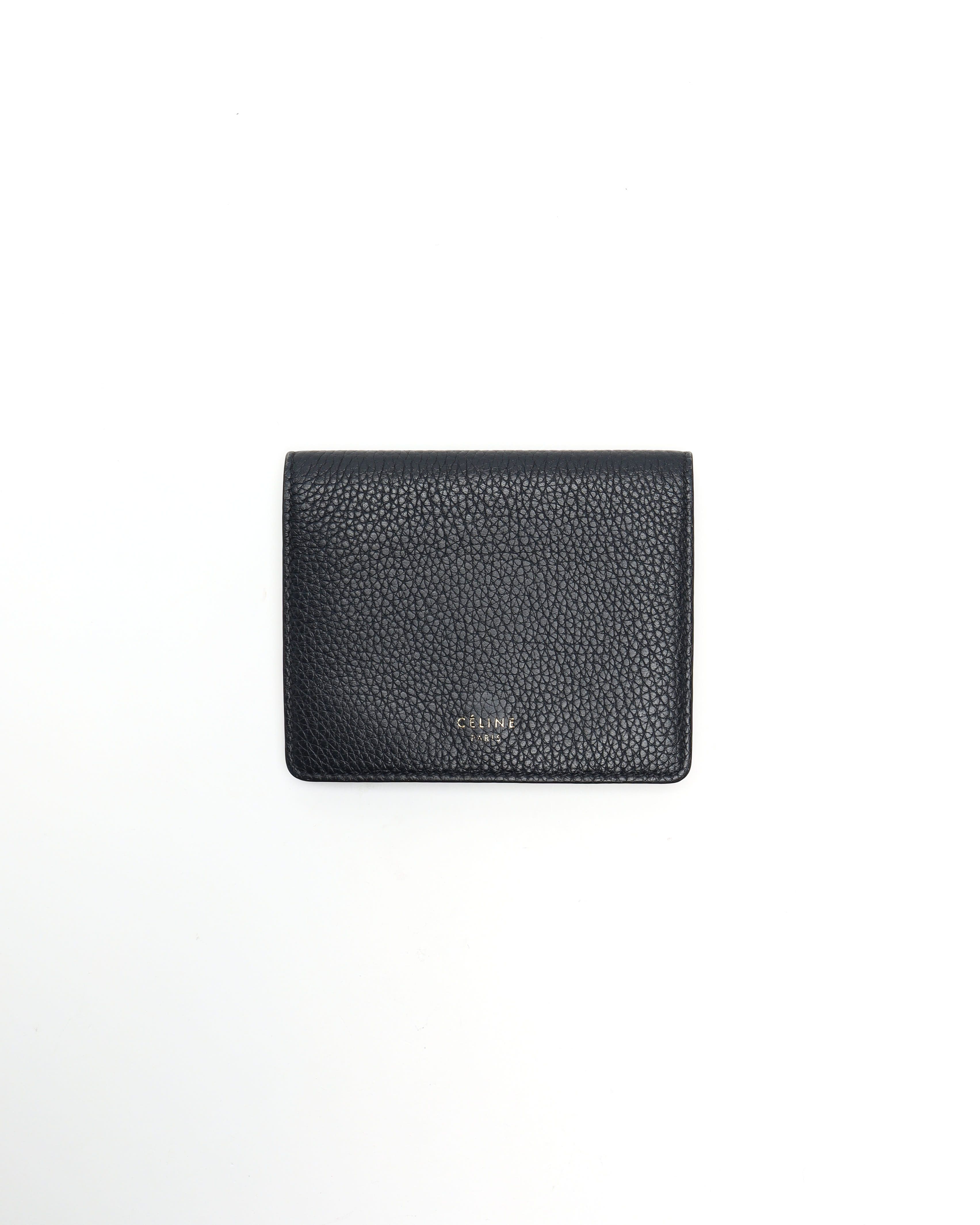 Celine Céline Leather Card Holder In Black