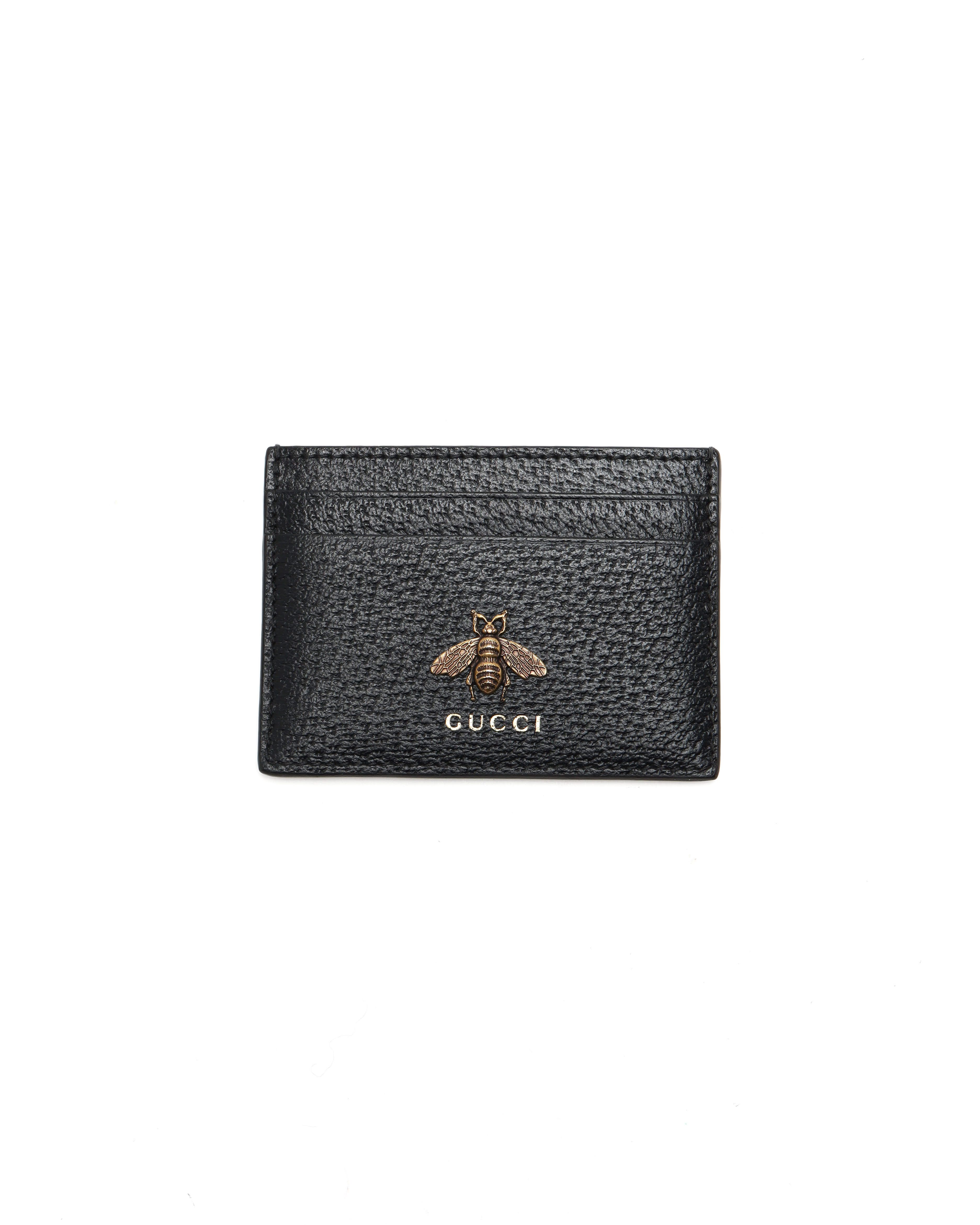 Gucci Bee Leather Card Holder In Multi