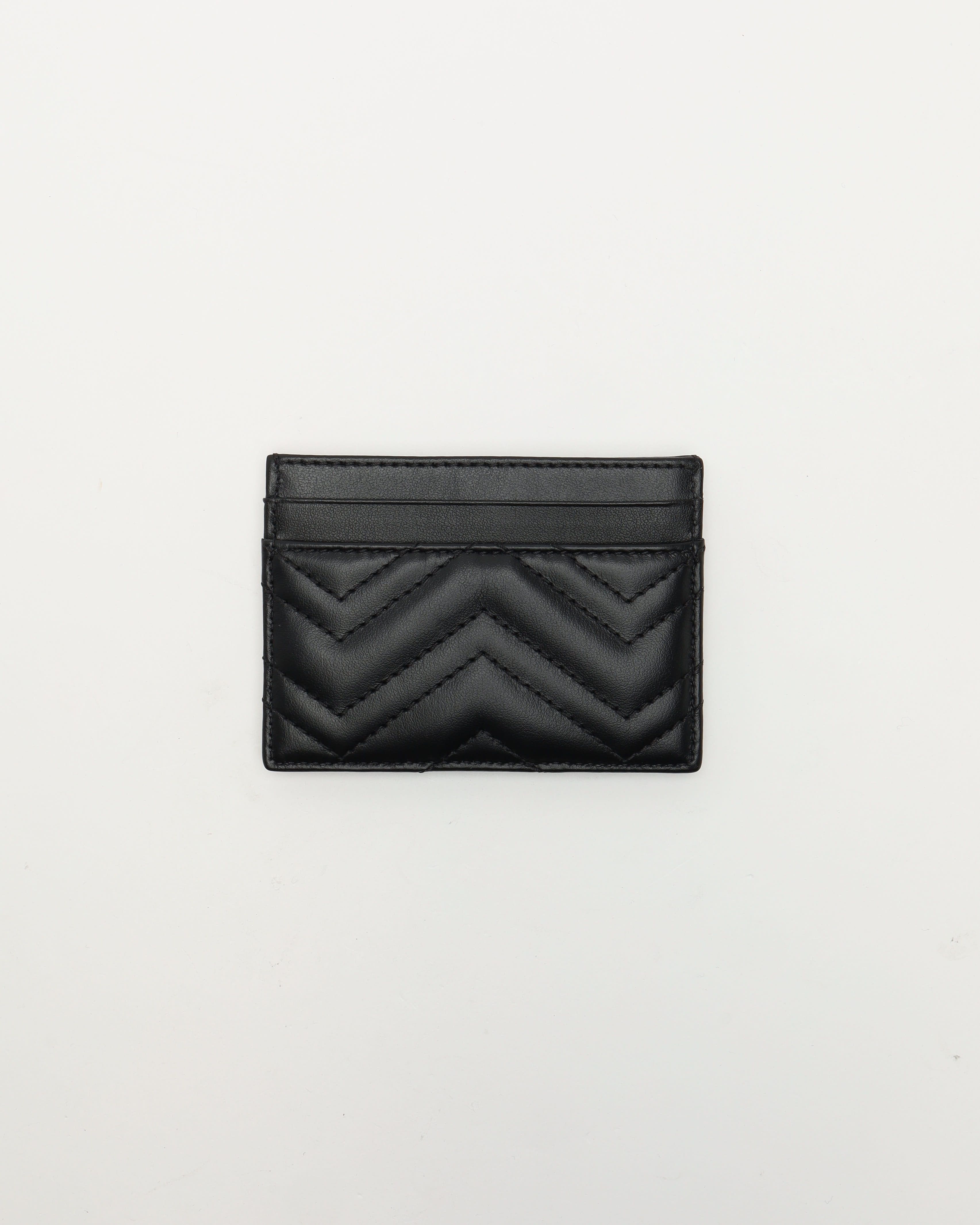 Gucci Gg Leather Card Holder In Black