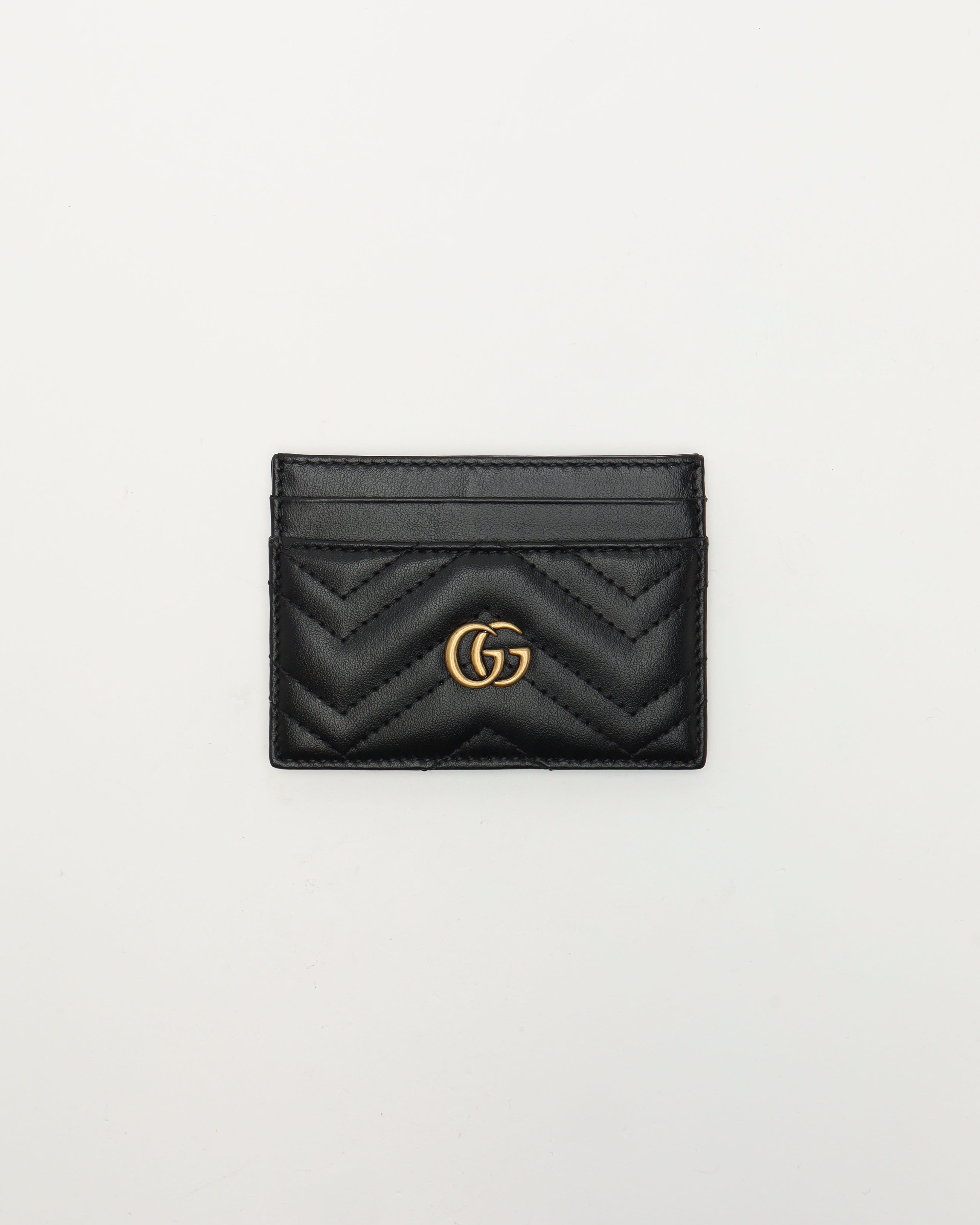 Gucci Gg Leather Card Holder In Black