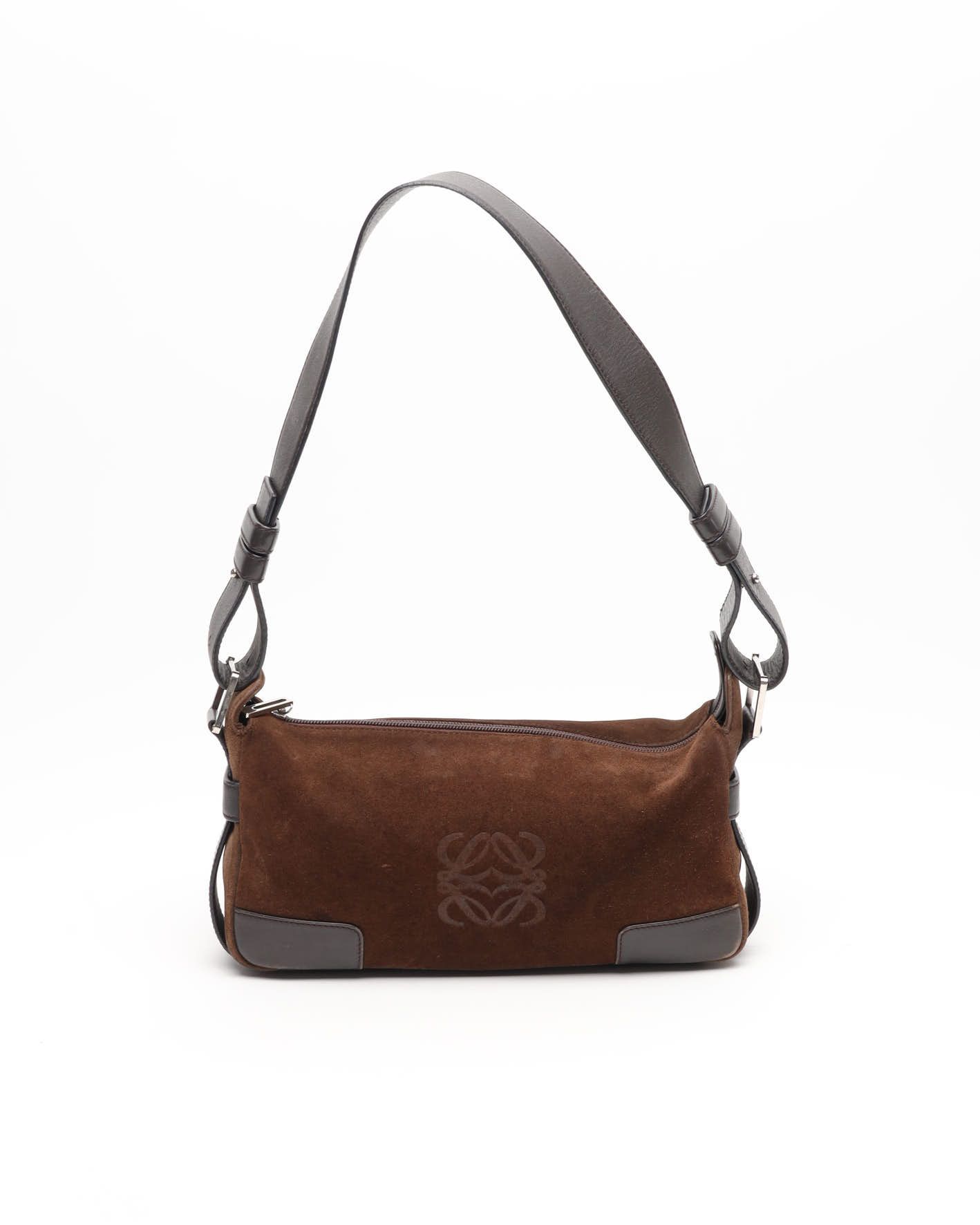 Loewe Suede Anagram Bag In Brown