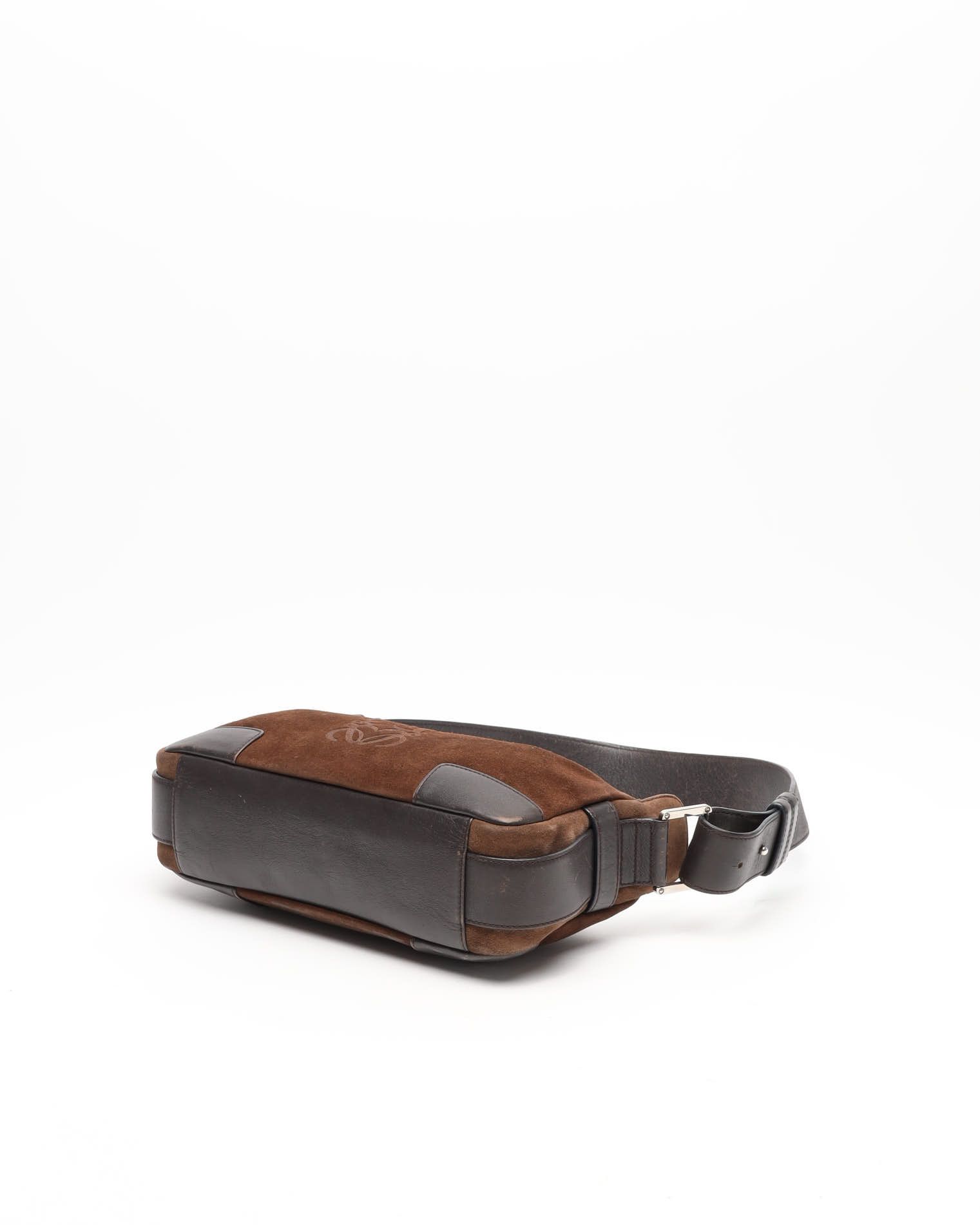 Loewe Suede Anagram Bag In Brown