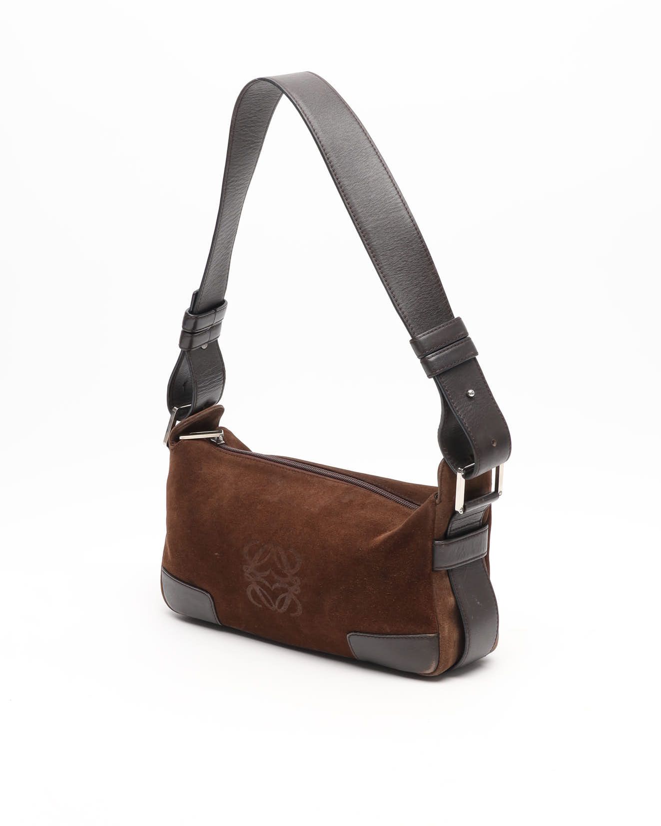 Loewe Suede Anagram Bag In Brown