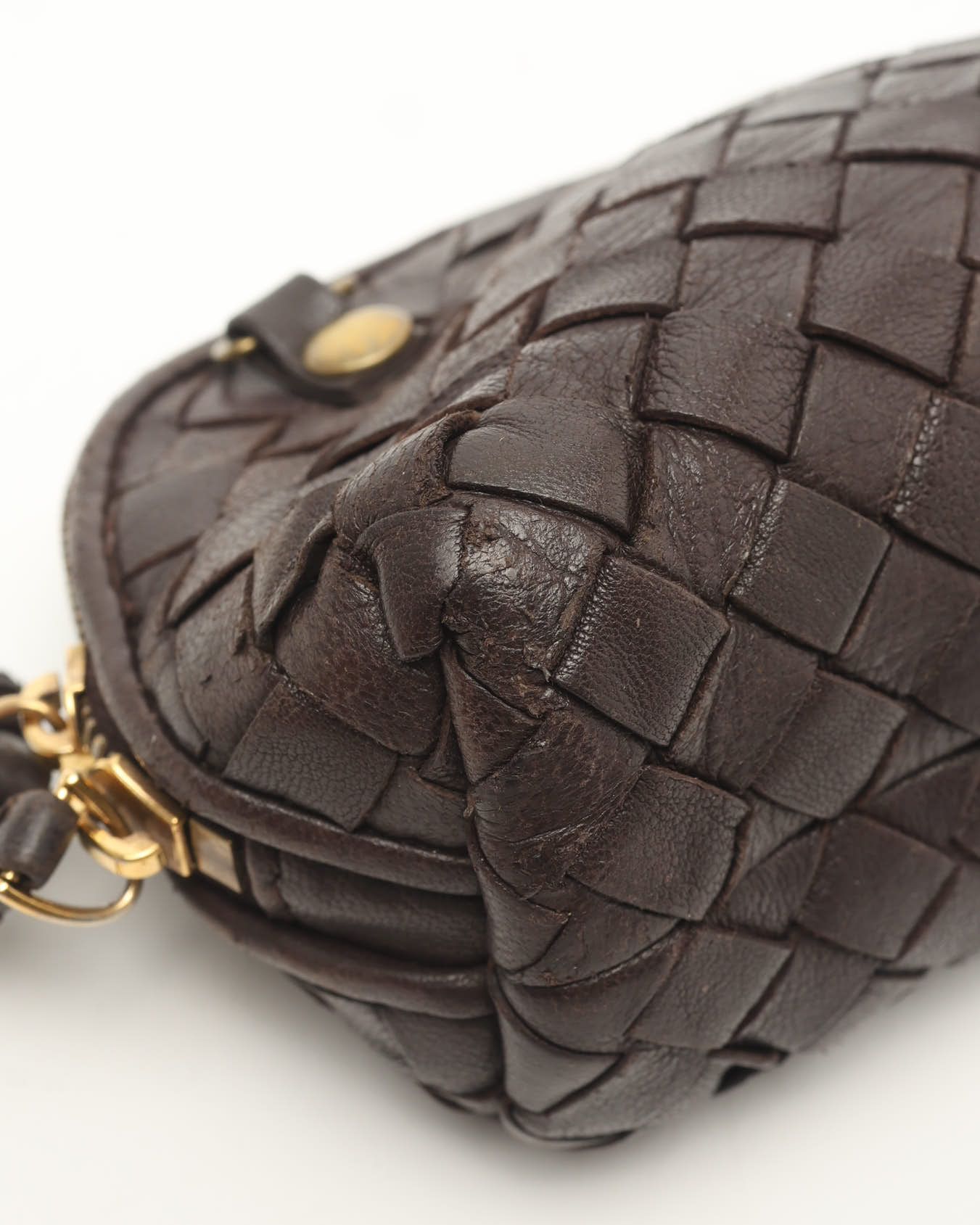 Bottega Veneta Mini Intrecciato Chin Bag In Brown