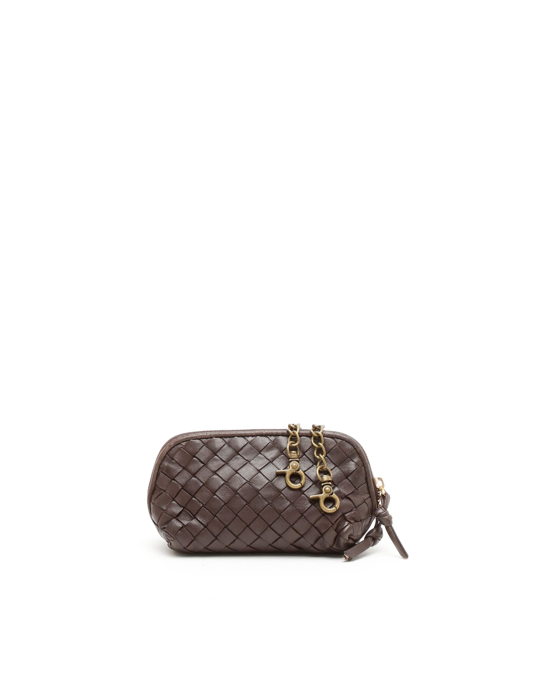 Bottega Veneta Mini Intrecciato Chin Bag In Brown