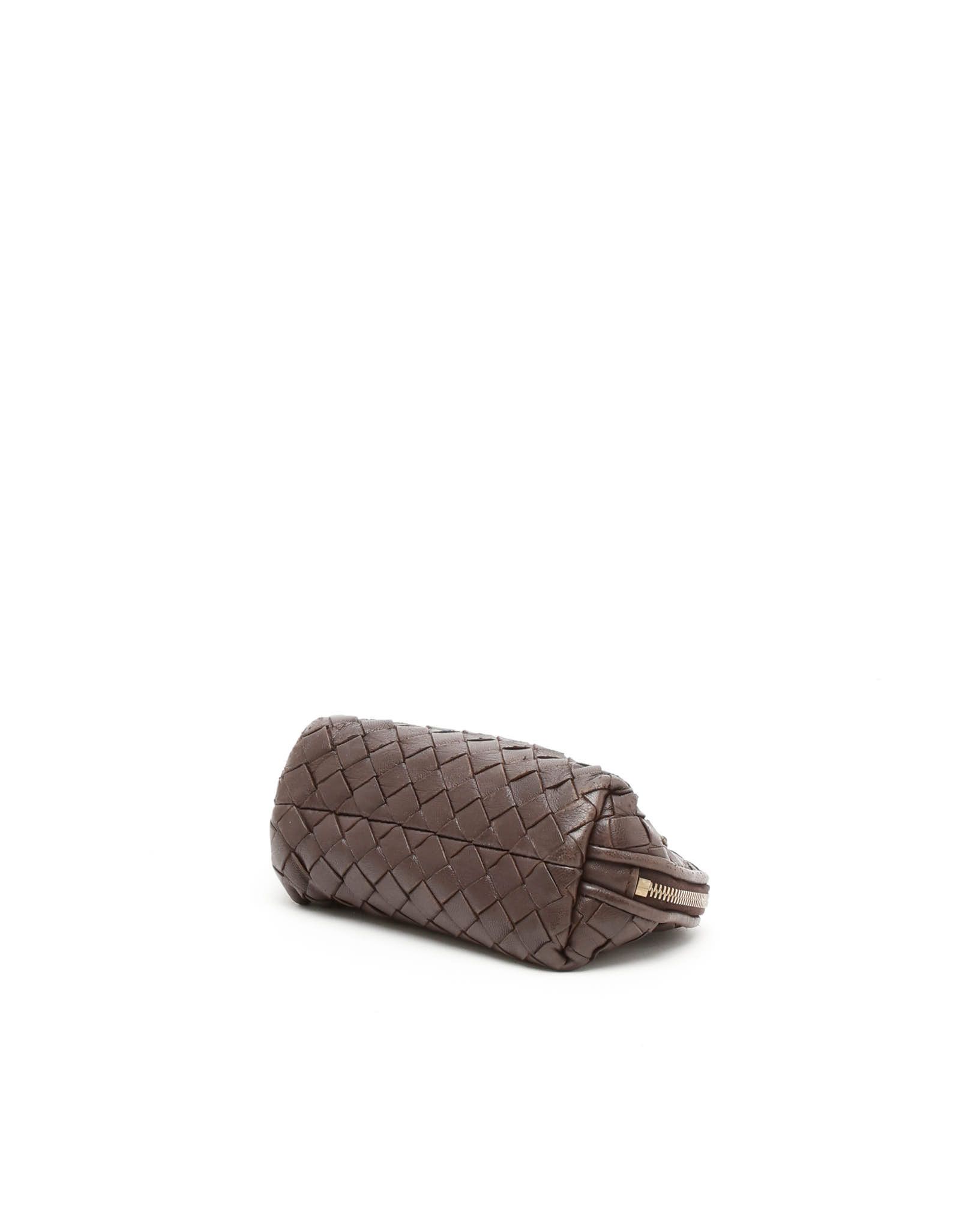 Bottega Veneta Mini Intrecciato Chin Bag In Brown