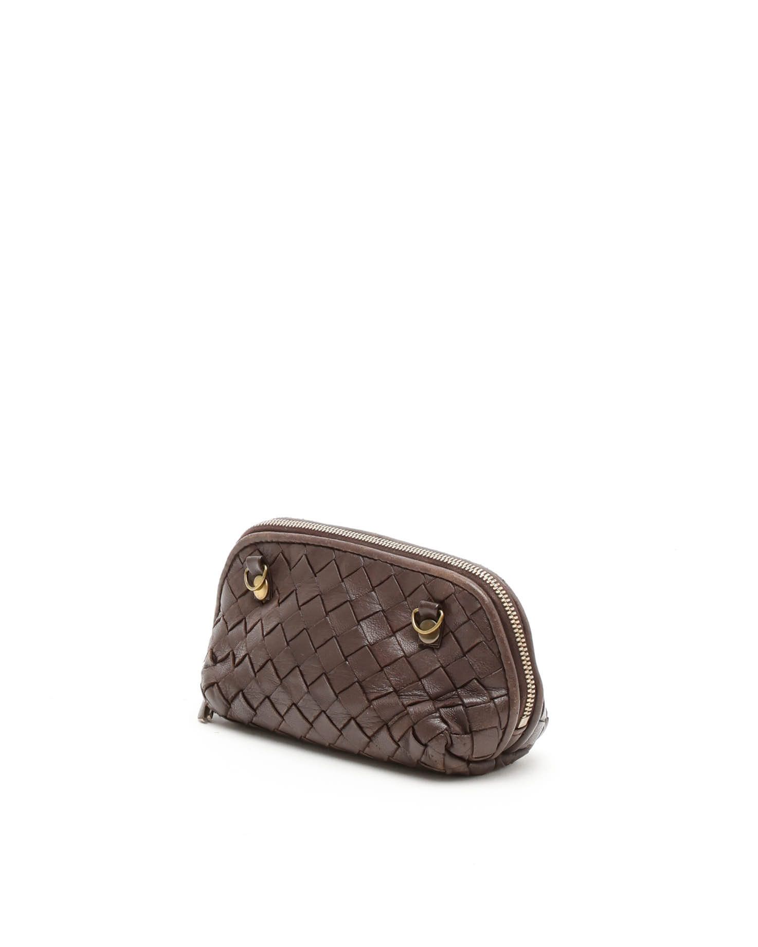Bottega Veneta Mini Intrecciato Chin Bag In Brown