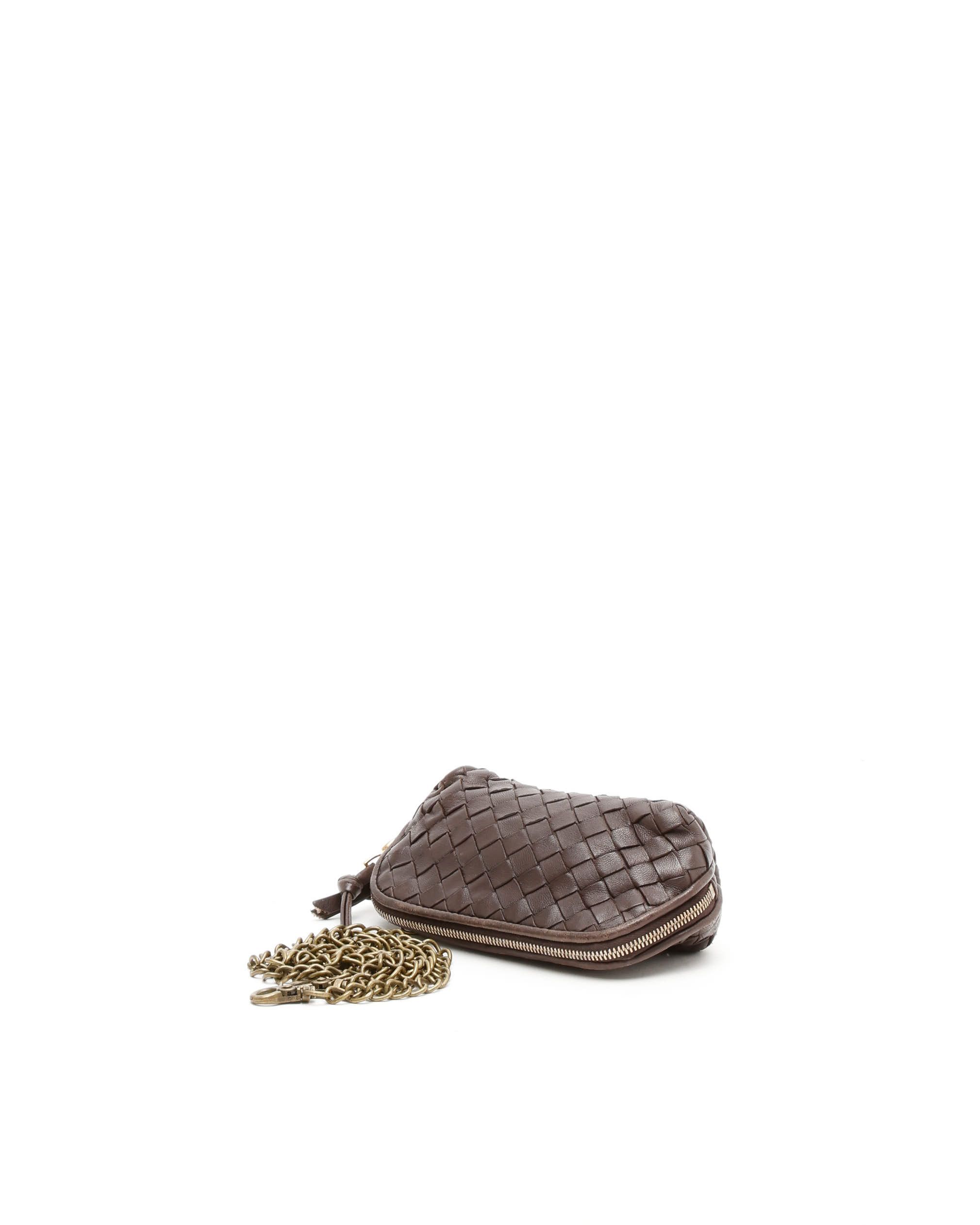 Bottega Veneta Mini Intrecciato Chin Bag In Brown