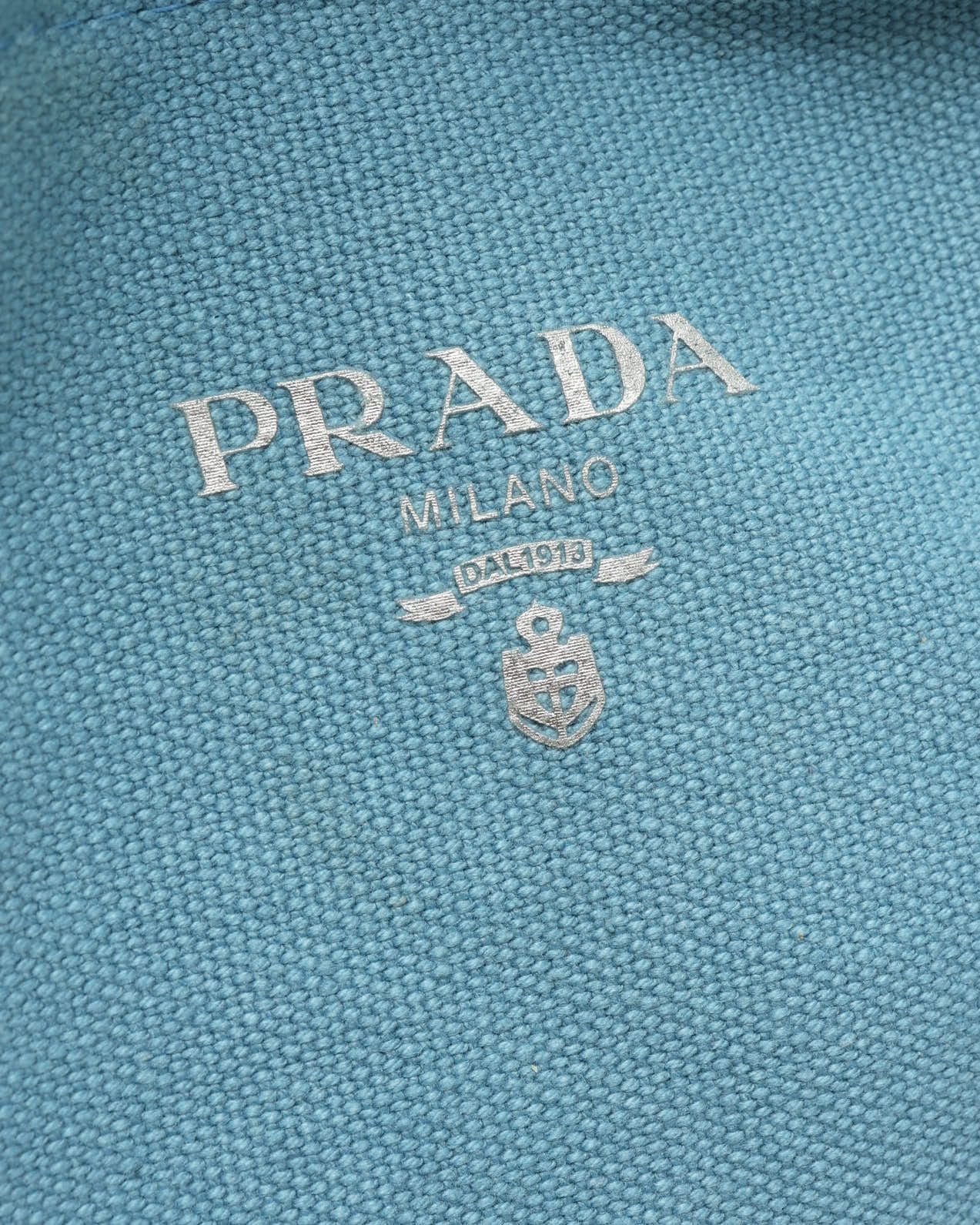 Prada Small Logo Tote Bag In Blue