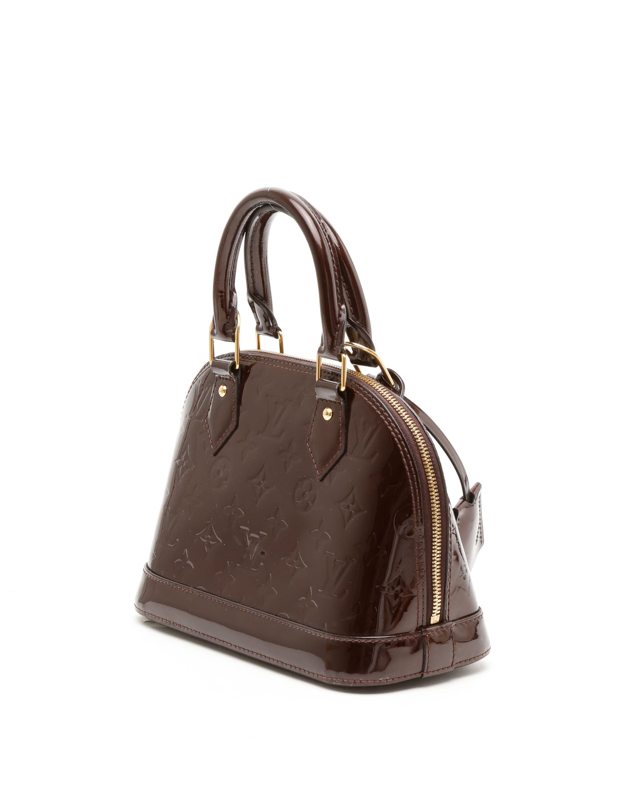 Pre-owned Louis Vuitton Vernis Alma Bb Bag In Burgundy