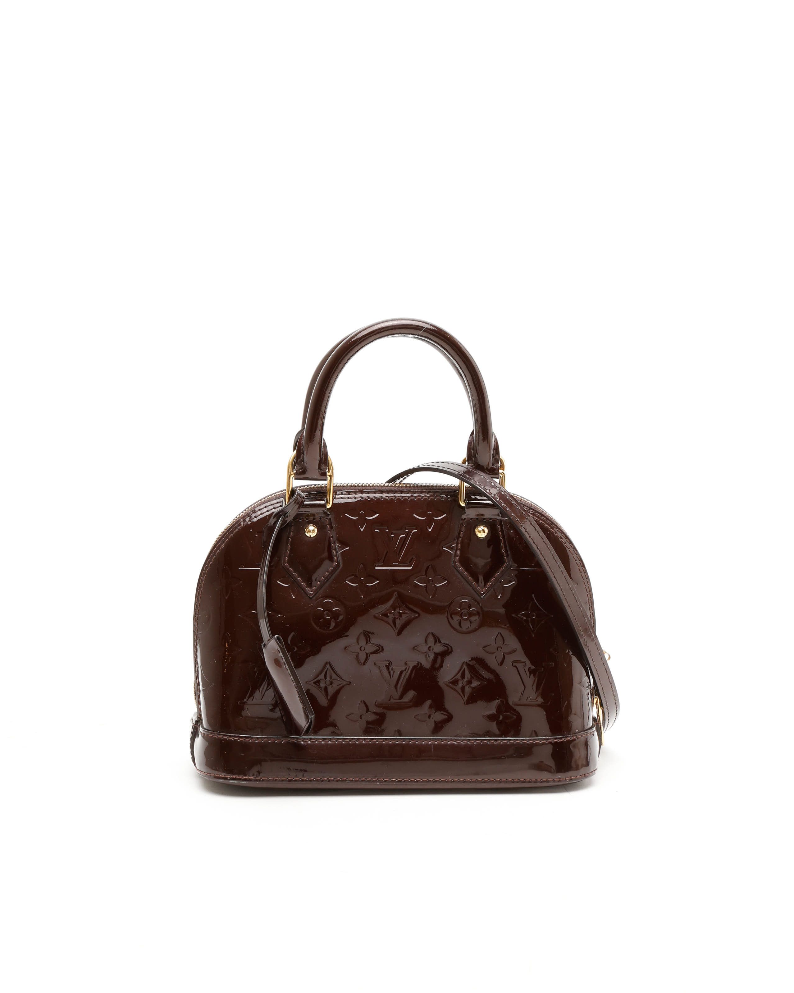 Pre-owned Louis Vuitton Vernis Alma Bb Bag In Burgundy
