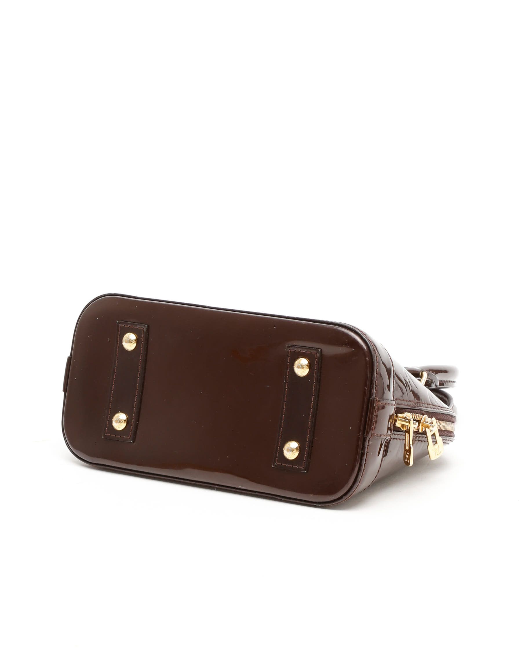 Pre-owned Louis Vuitton Vernis Alma Bb Bag In Burgundy