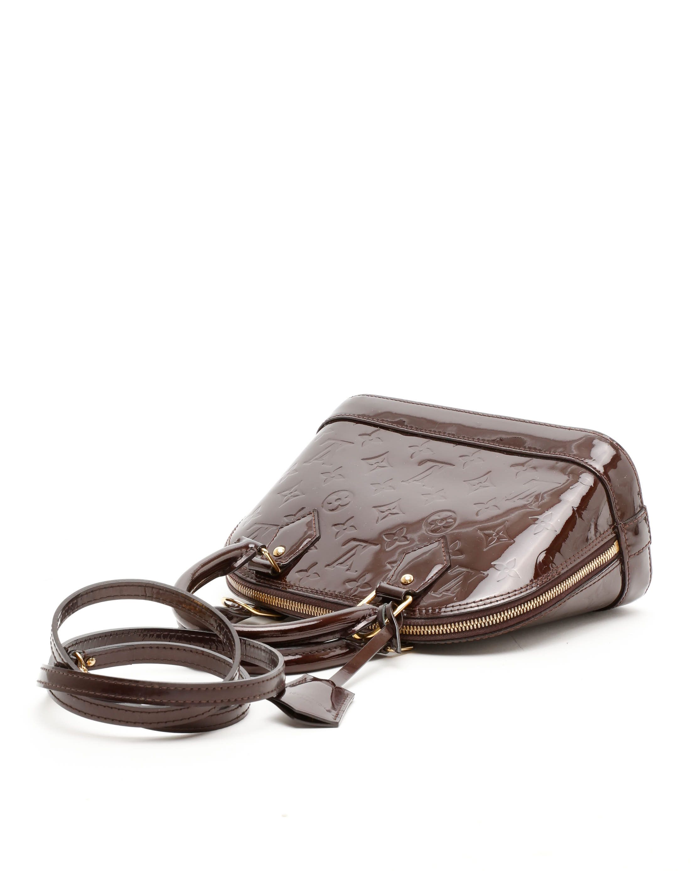 Pre-owned Louis Vuitton Vernis Alma Bb Bag In Burgundy
