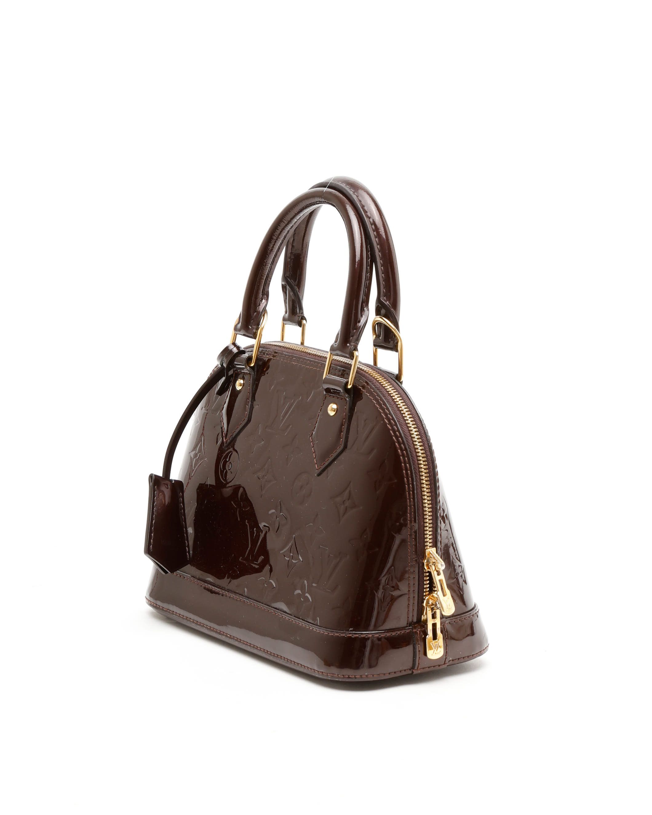 Pre-owned Louis Vuitton Vernis Alma Bb Bag In Burgundy