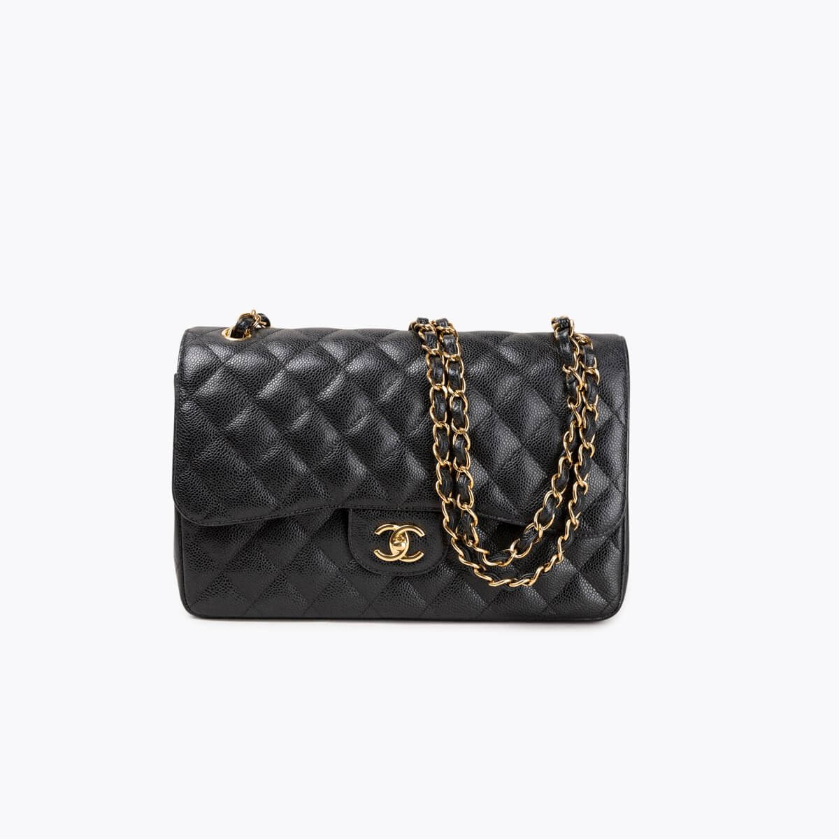 CHANEL Classic Jumbo Caviar Double Flap Bag