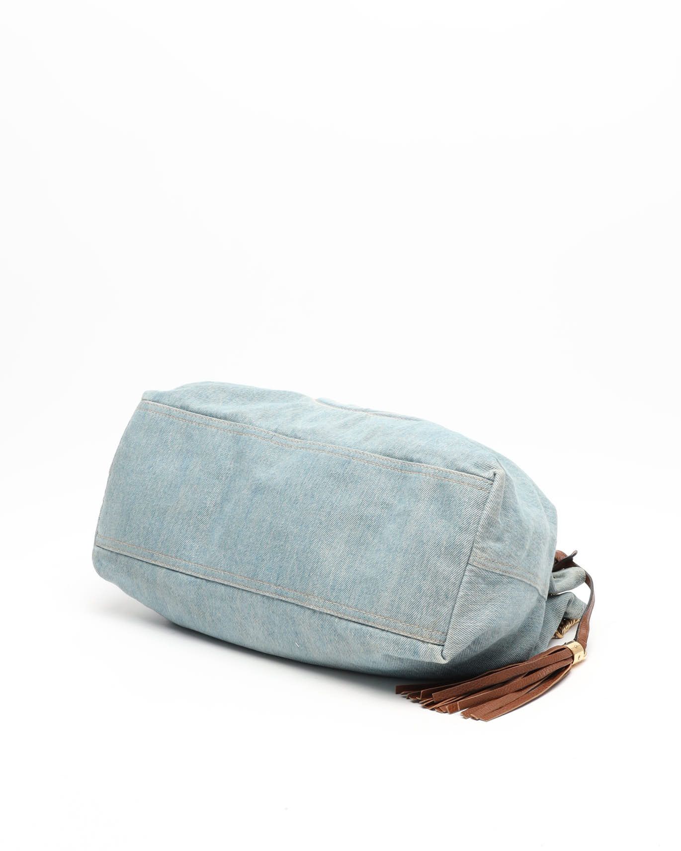 Gucci Gg Soho Denim Shoulder Bag In Blue