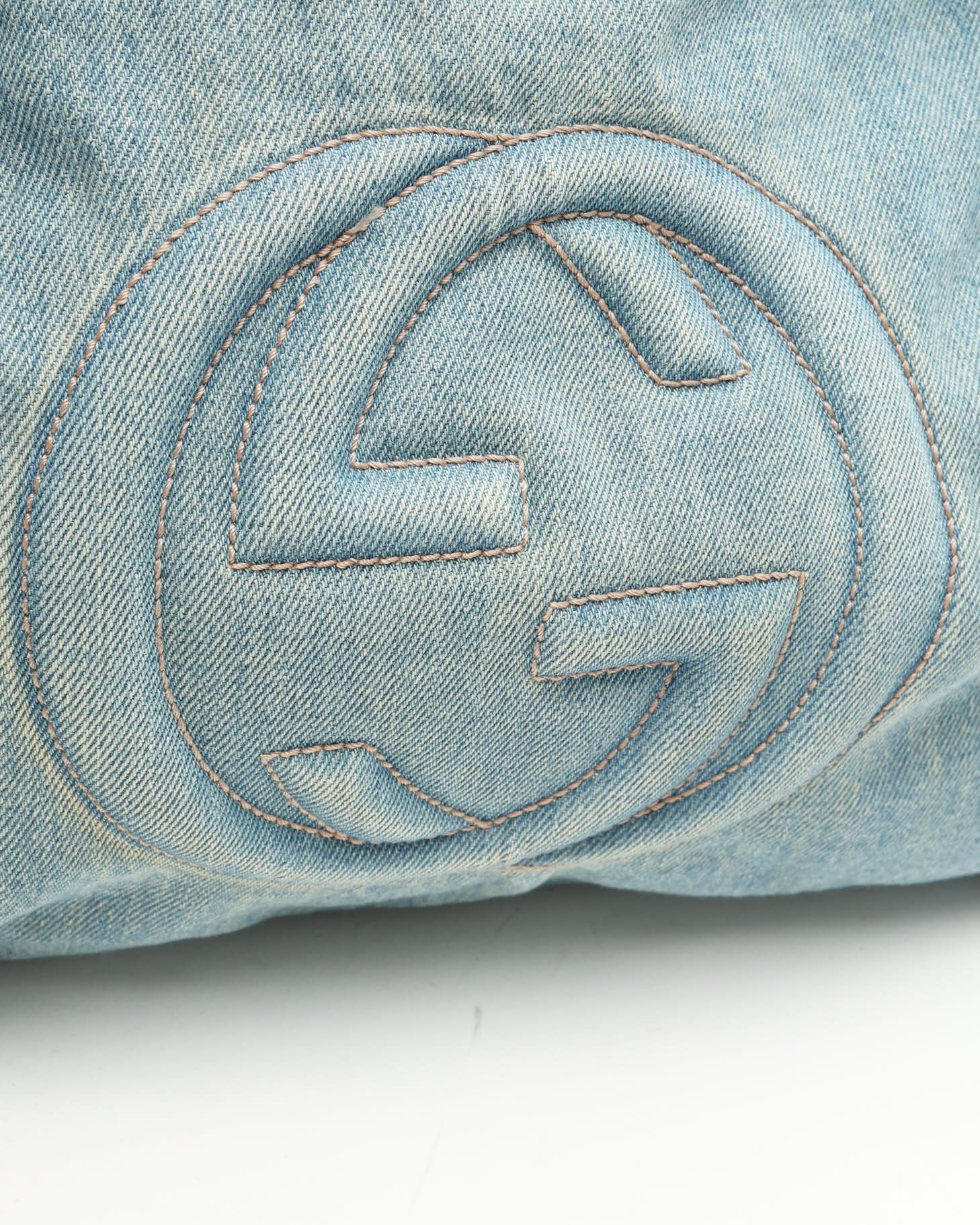 Gucci Gg Soho Denim Shoulder Bag In Blue
