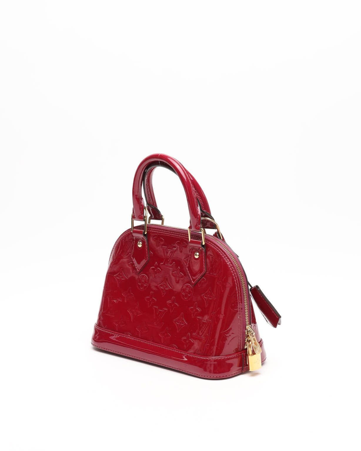 Pre-owned Louis Vuitton Vernis Alma Bb Bag In Red