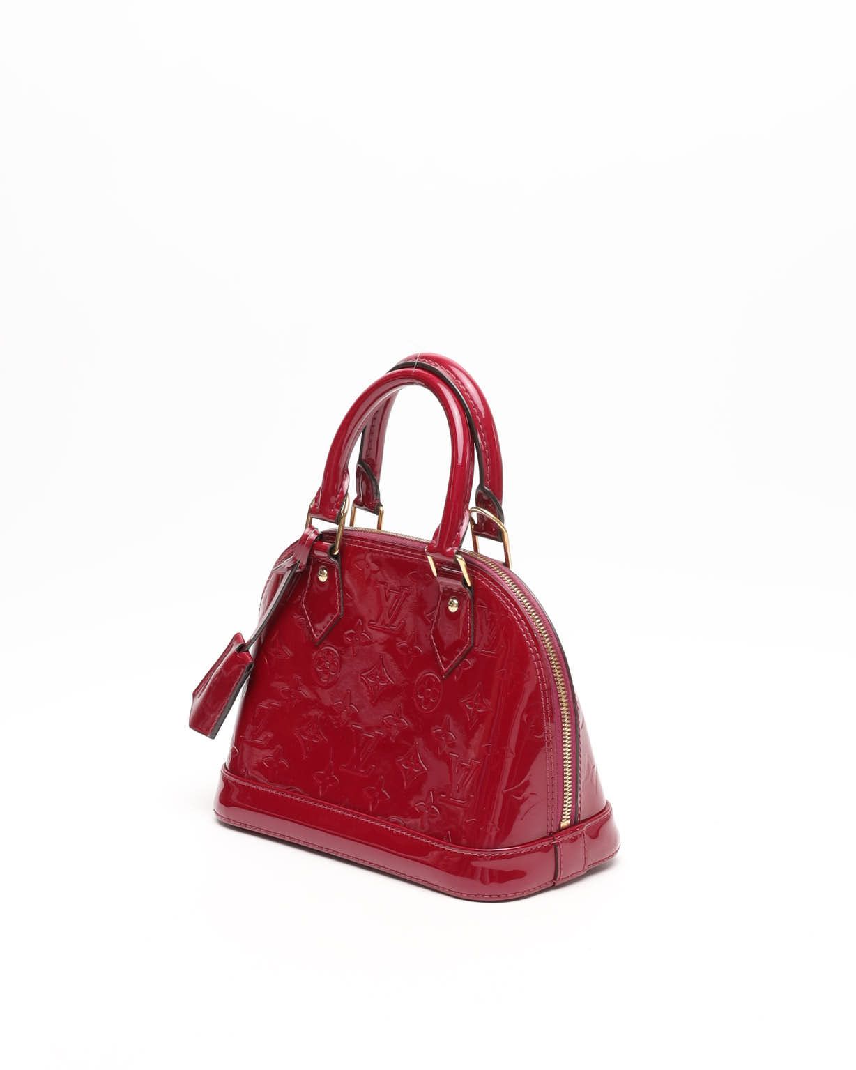 Pre-owned Louis Vuitton Vernis Alma Bb Bag In Red