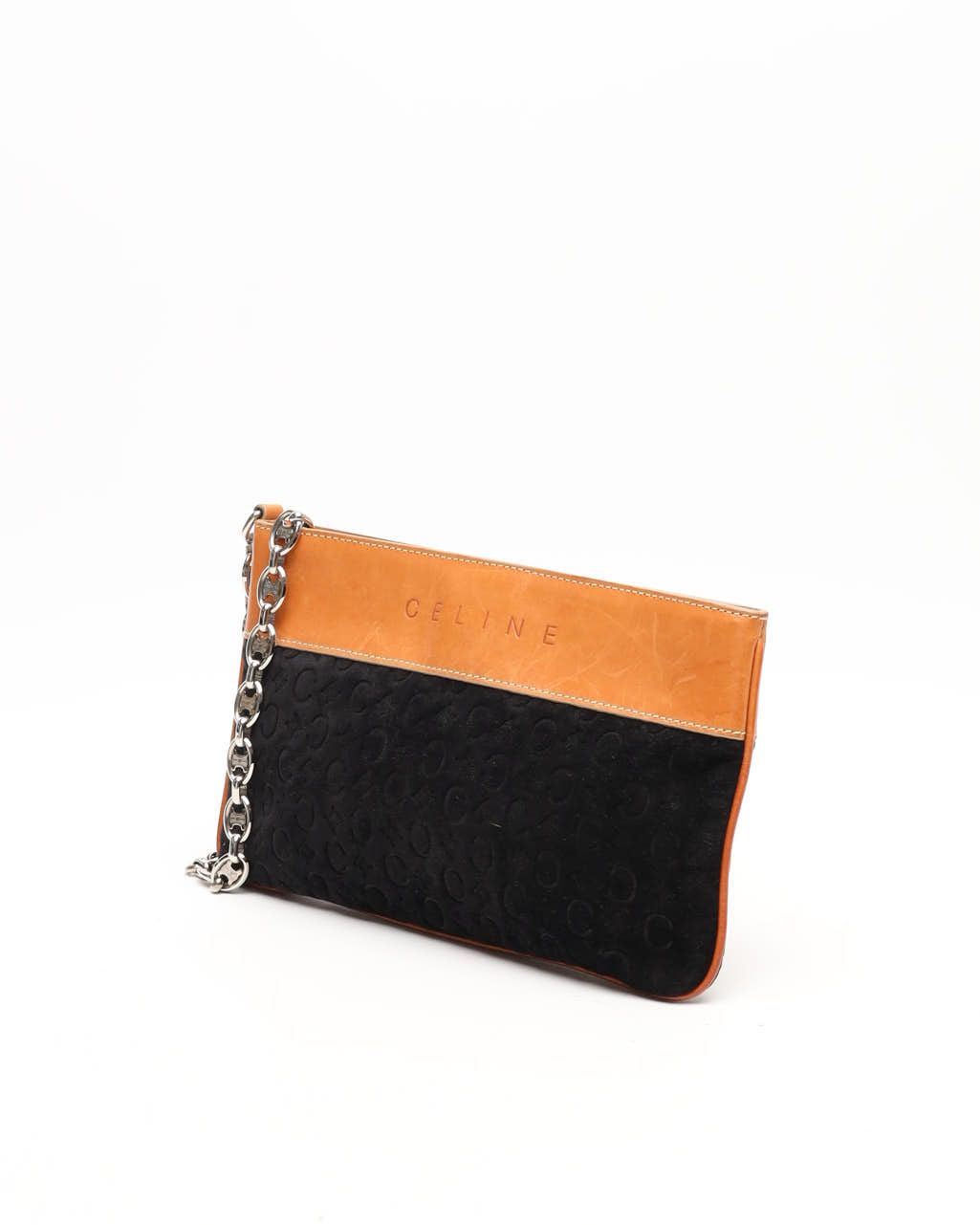 Celine Céline C Macadam Shoulder Bag In Black