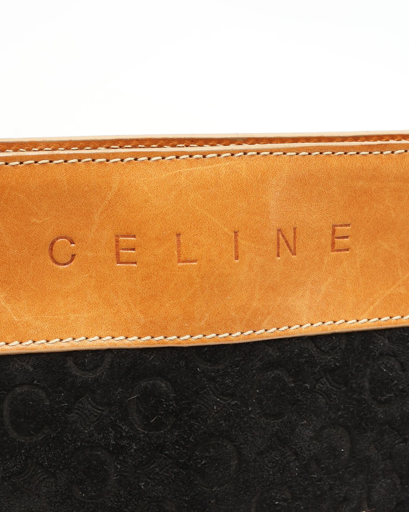 Celine Céline C Macadam Shoulder Bag In Black