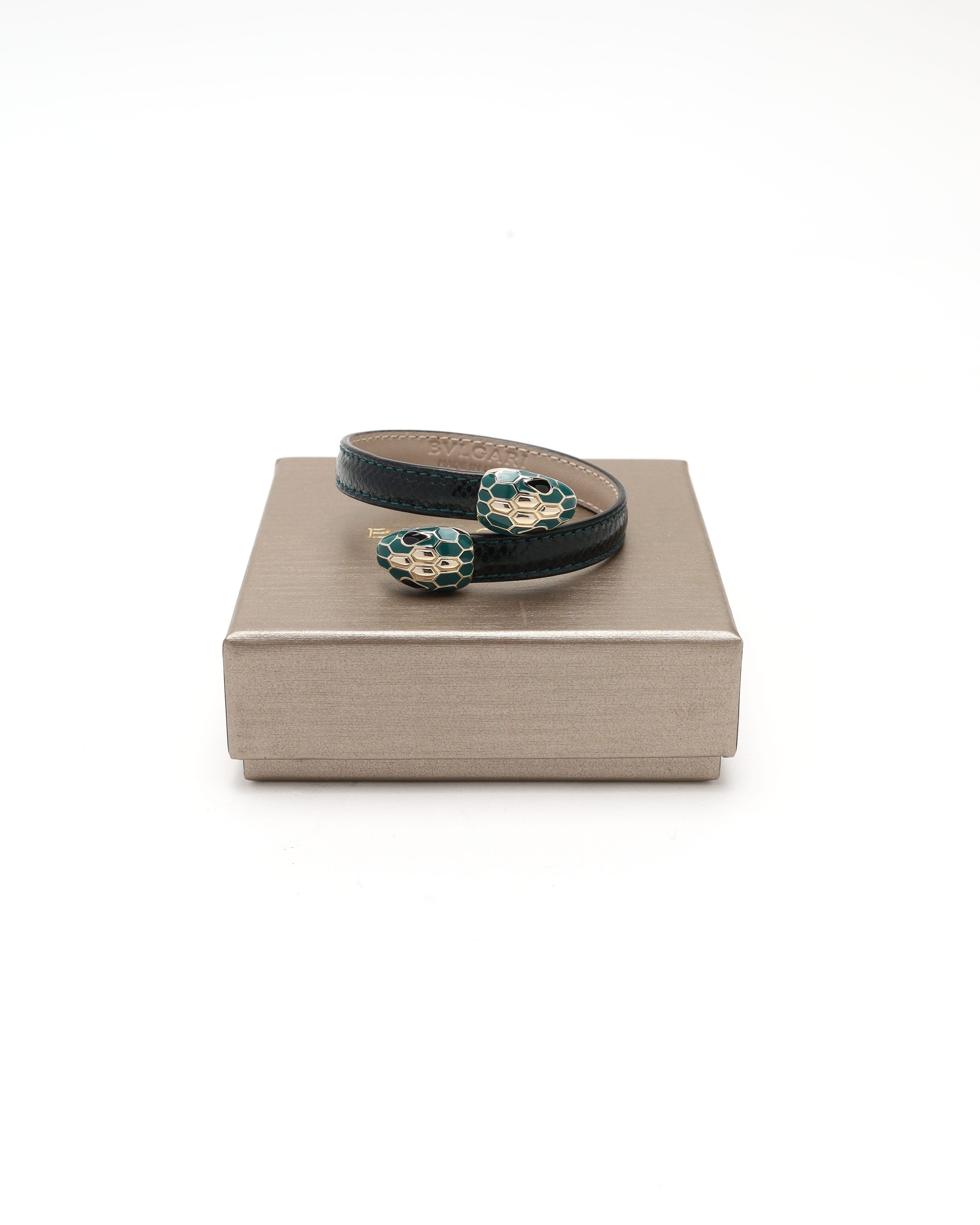 Bvlgari Serpenti Forever Leather Bracelet In Black