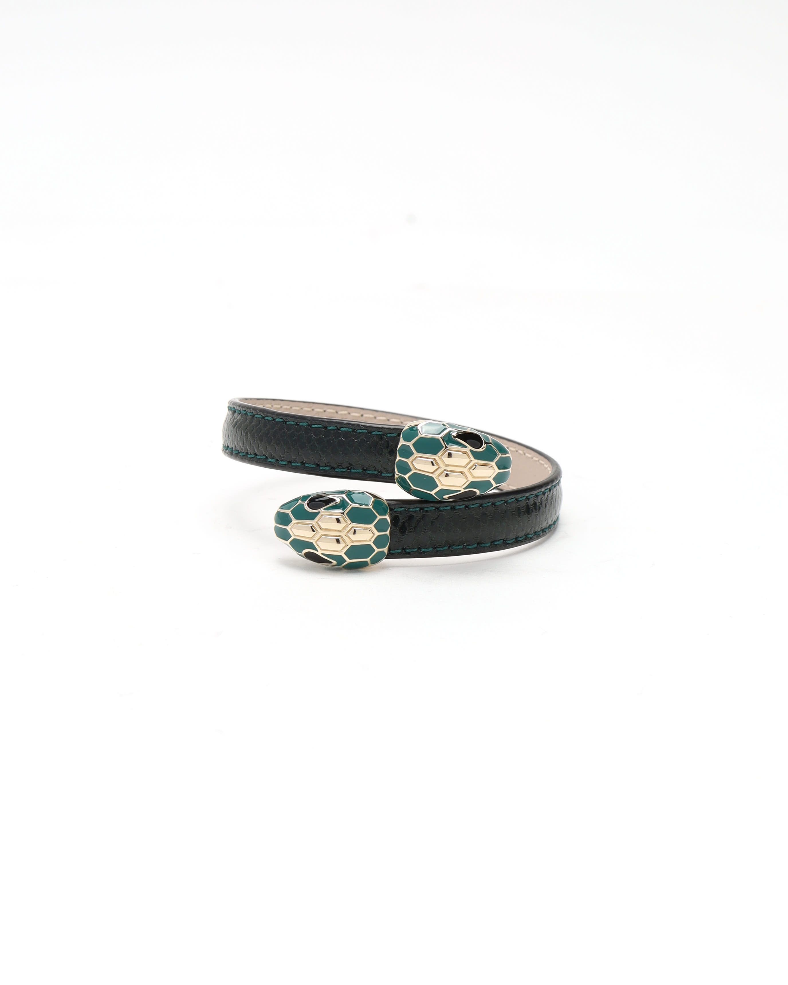 Bvlgari Serpenti Forever Leather Bracelet In Black