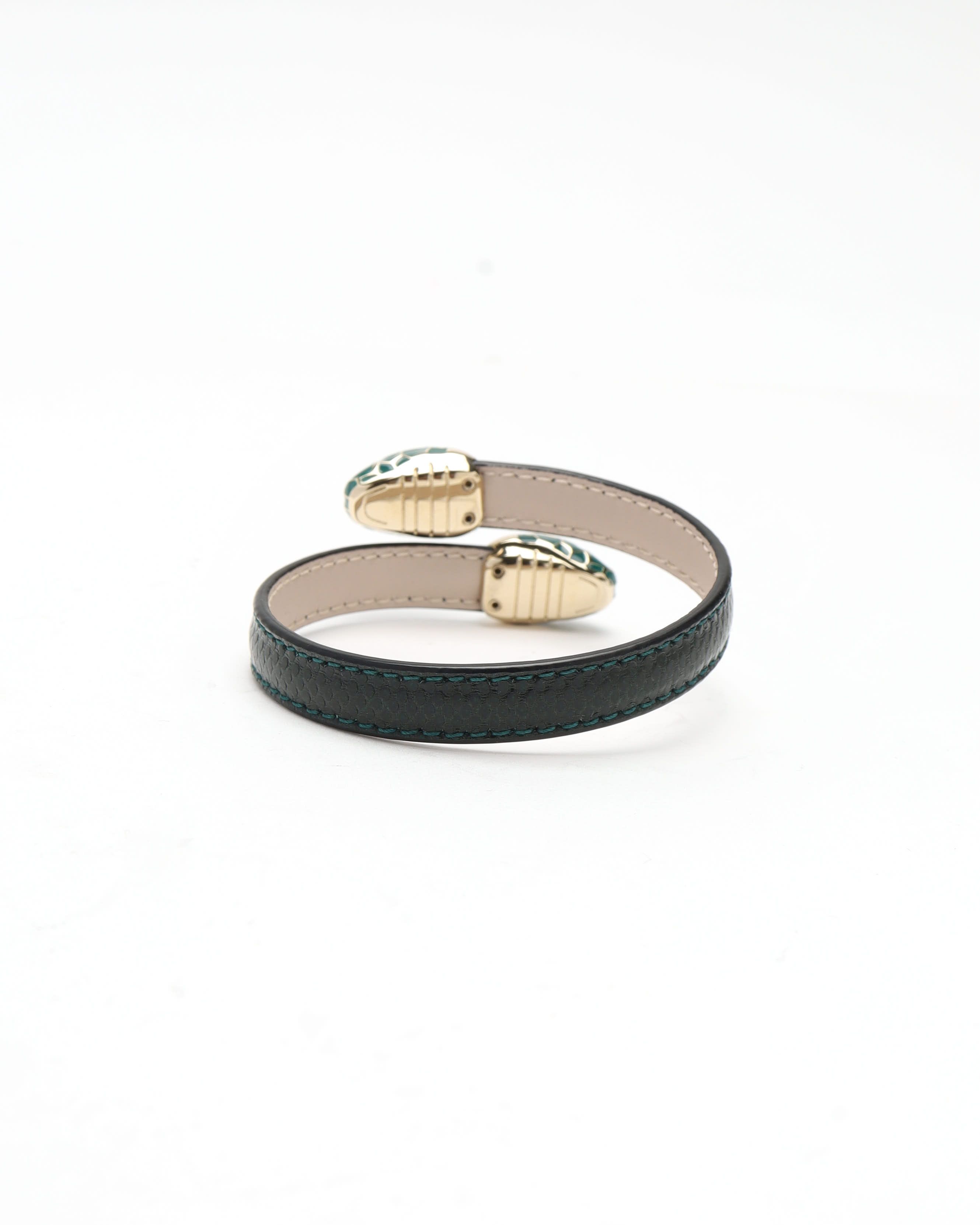 Bvlgari Serpenti Forever Leather Bracelet In Black