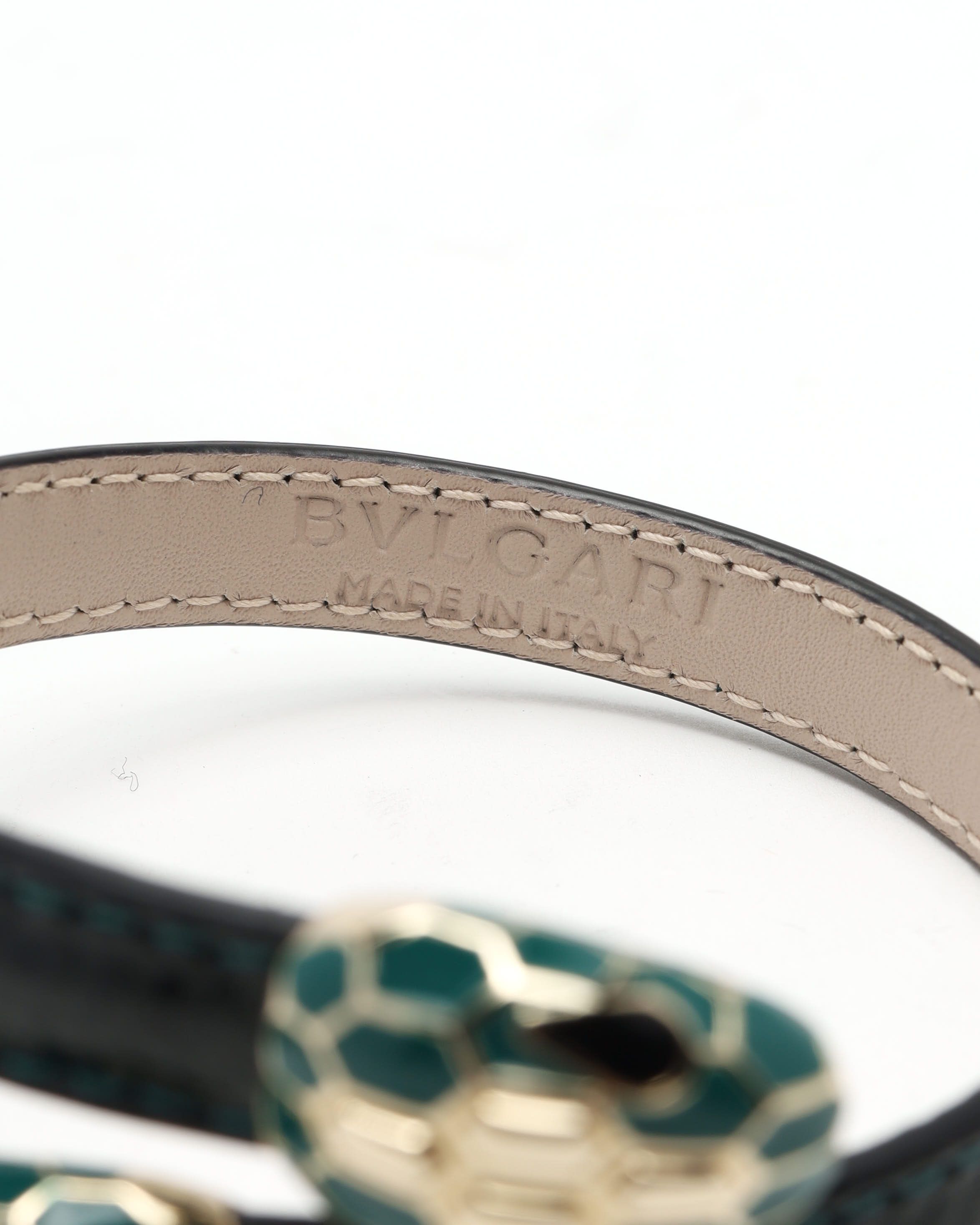 Bvlgari Serpenti Forever Leather Bracelet In Black