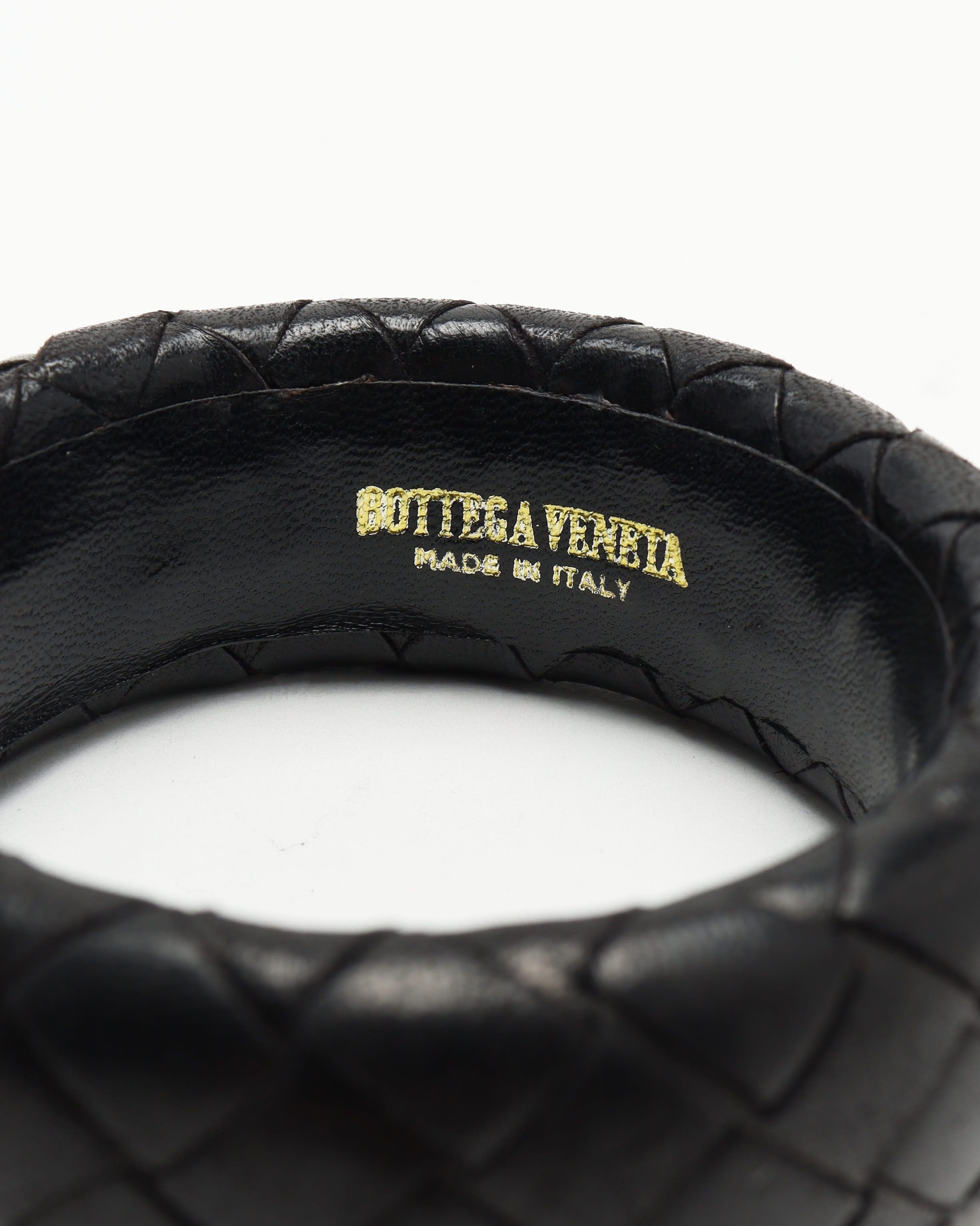 Bottega Veneta Intrecciato Leather Bangle Bracelet In Black