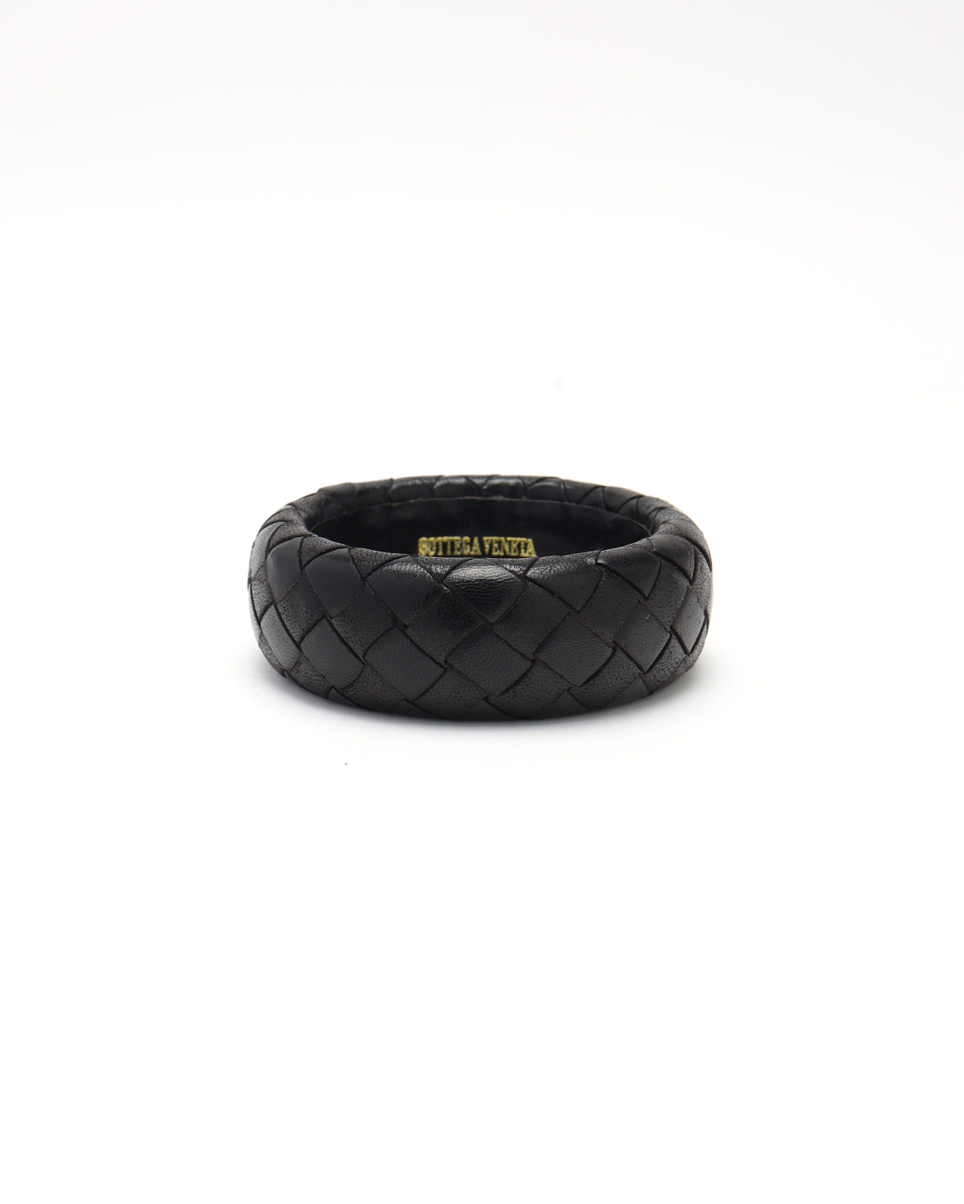 Bottega Veneta Intrecciato Leather Bangle Bracelet In Black