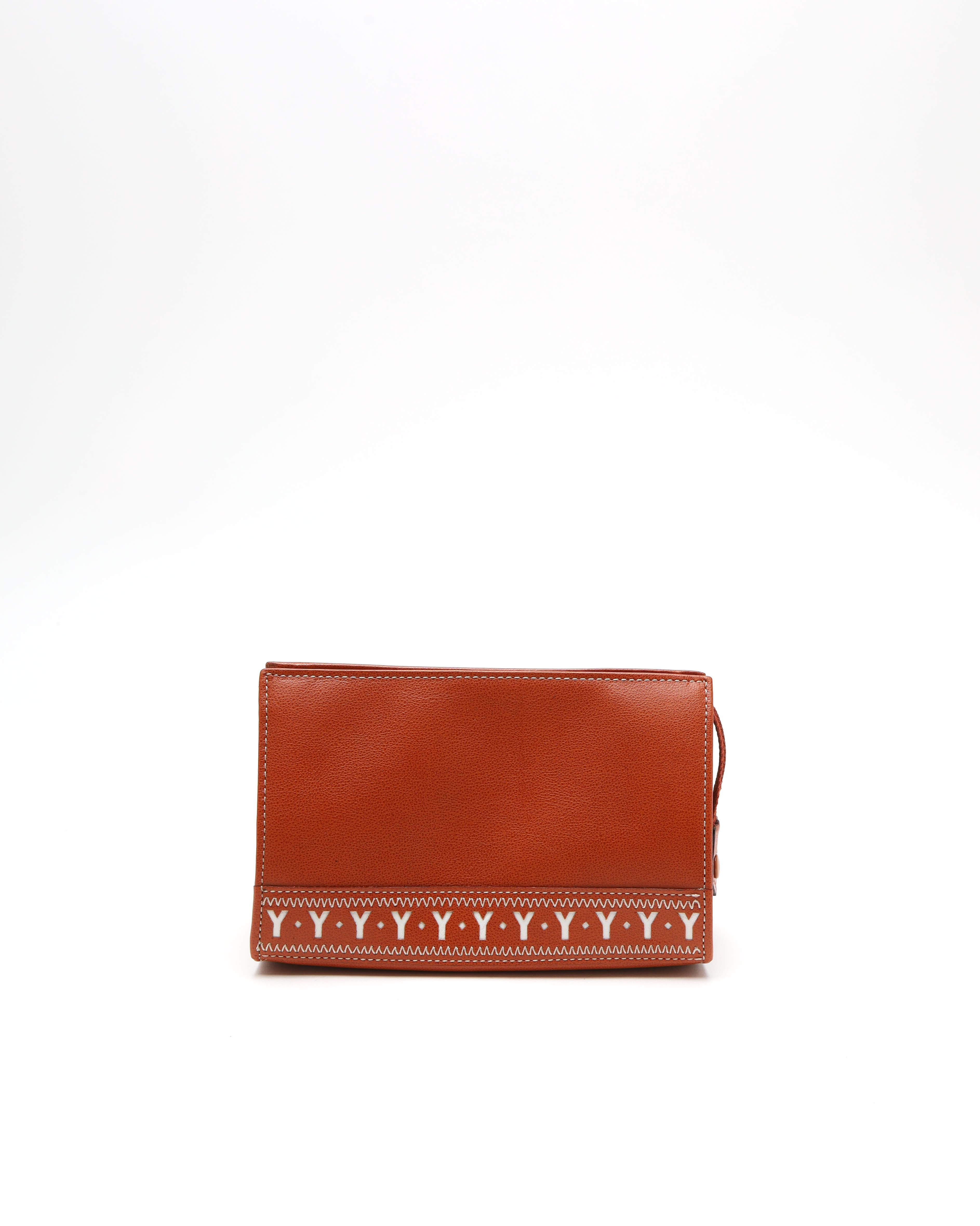 Saint Laurent Y Leather Pouch In Brown