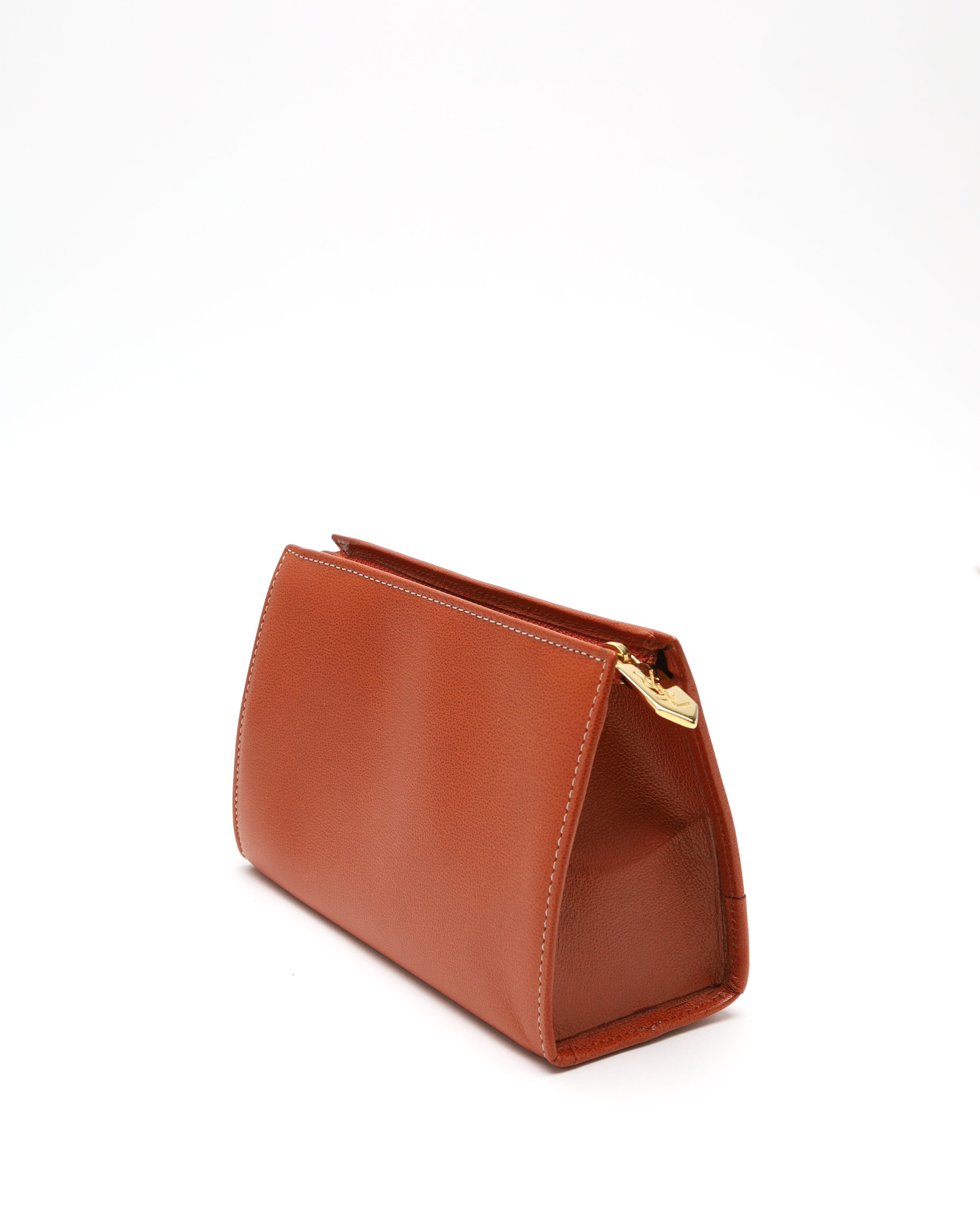 Saint Laurent Y Leather Pouch In Brown