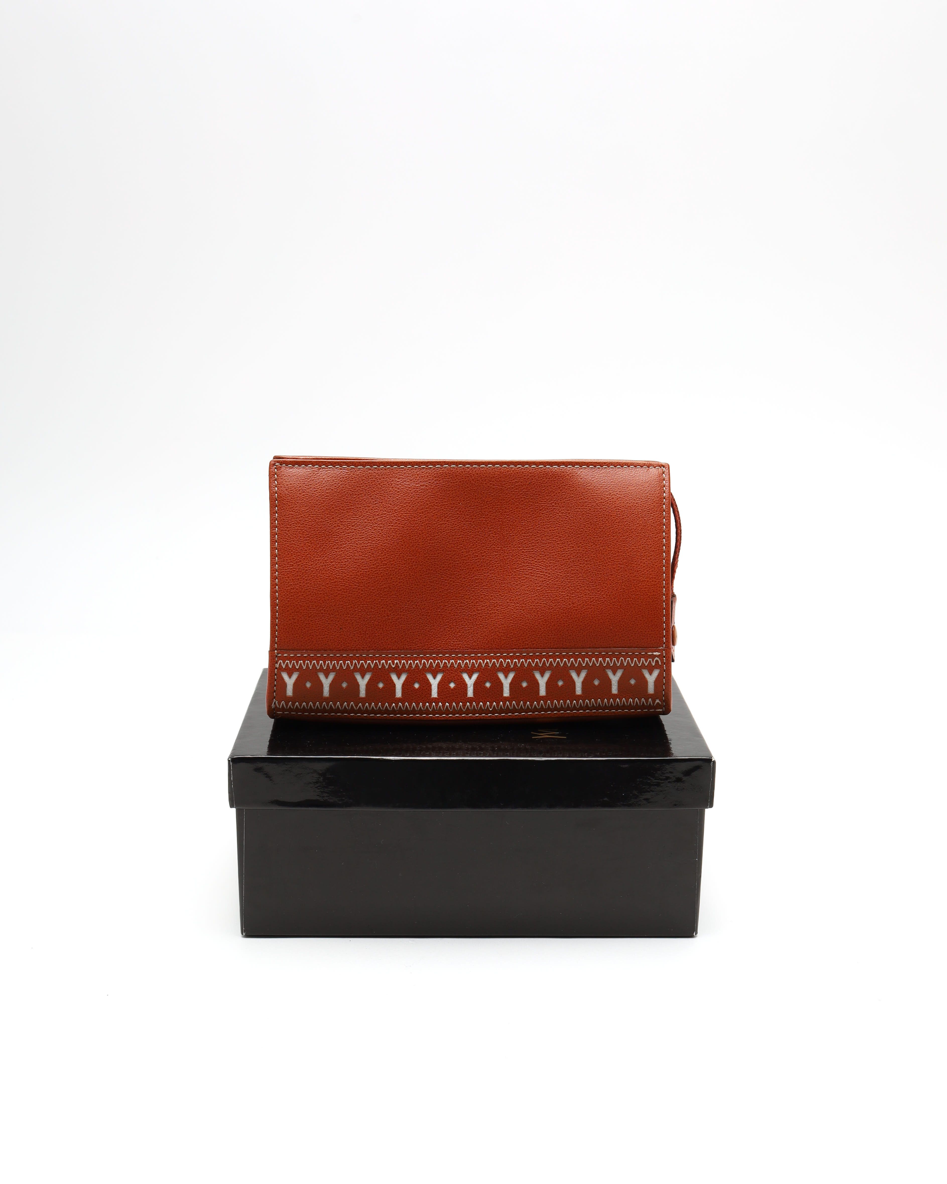 Saint Laurent Y Leather Pouch In Brown