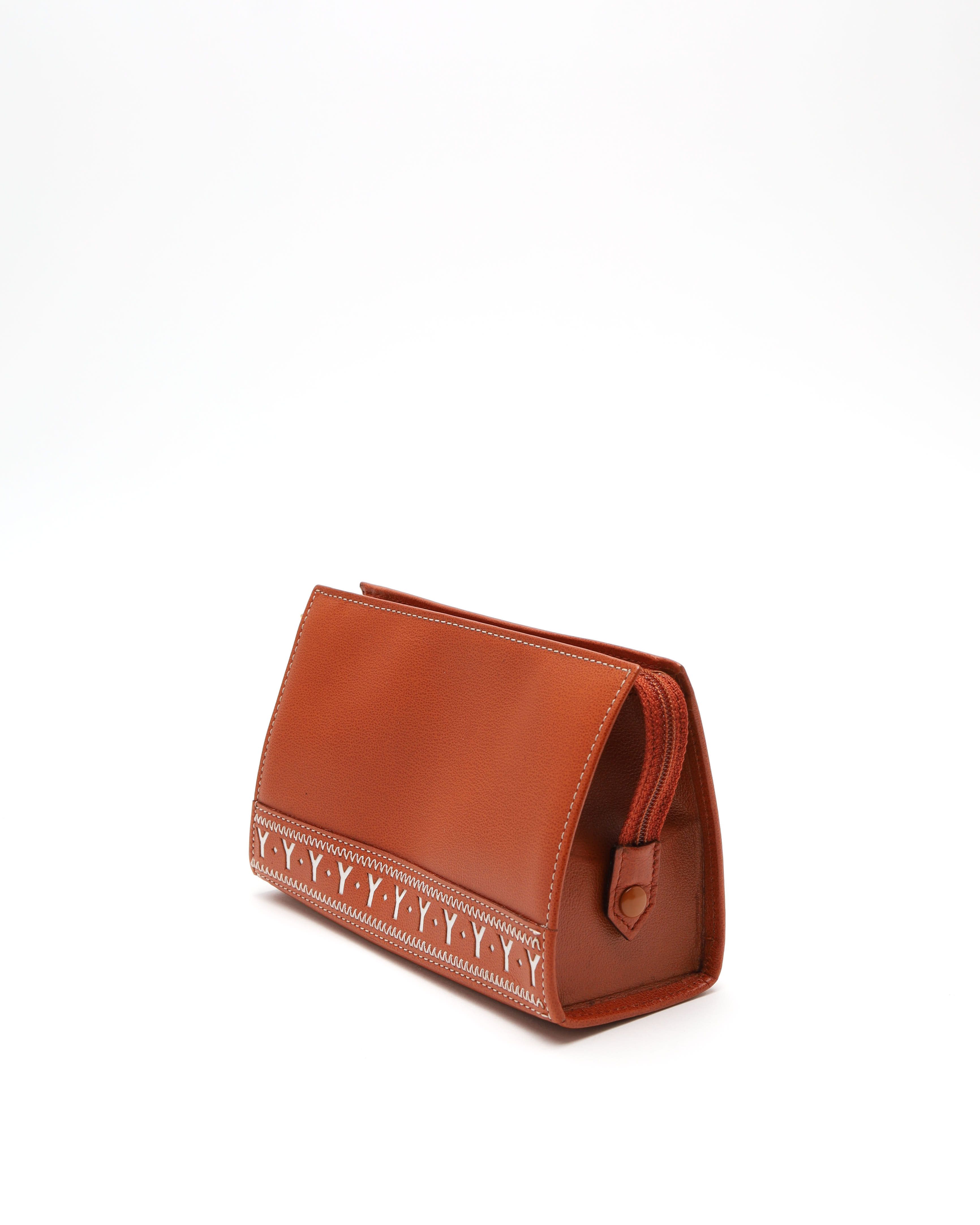 Saint Laurent Y Leather Pouch In Brown