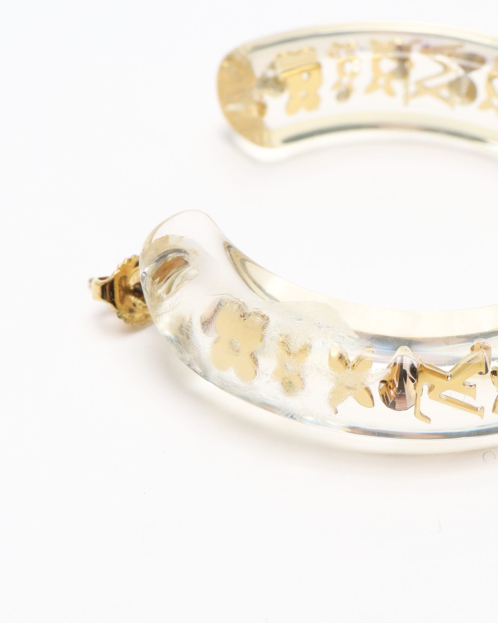 Pre-owned Louis Vuitton Inclusion Hoop Earrings In Gold