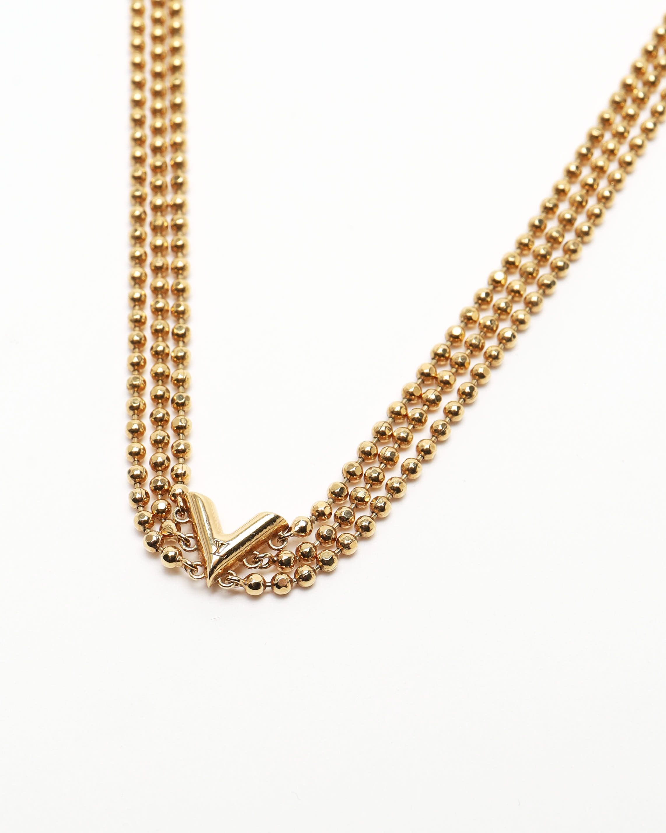 Pre-owned Louis Vuitton Essential V Choker Necklace In Gold