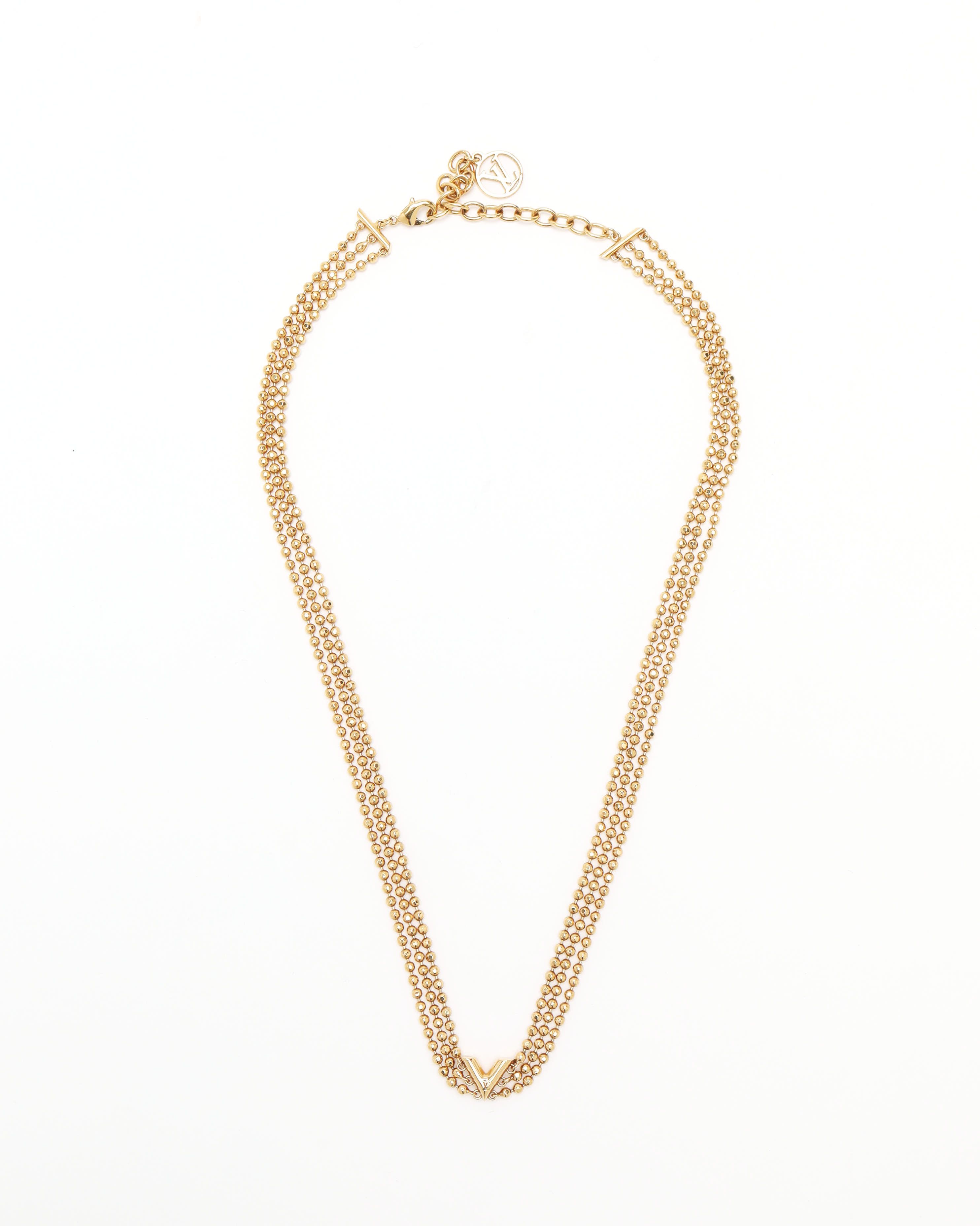 Pre-owned Louis Vuitton Essential V Choker Necklace In Gold