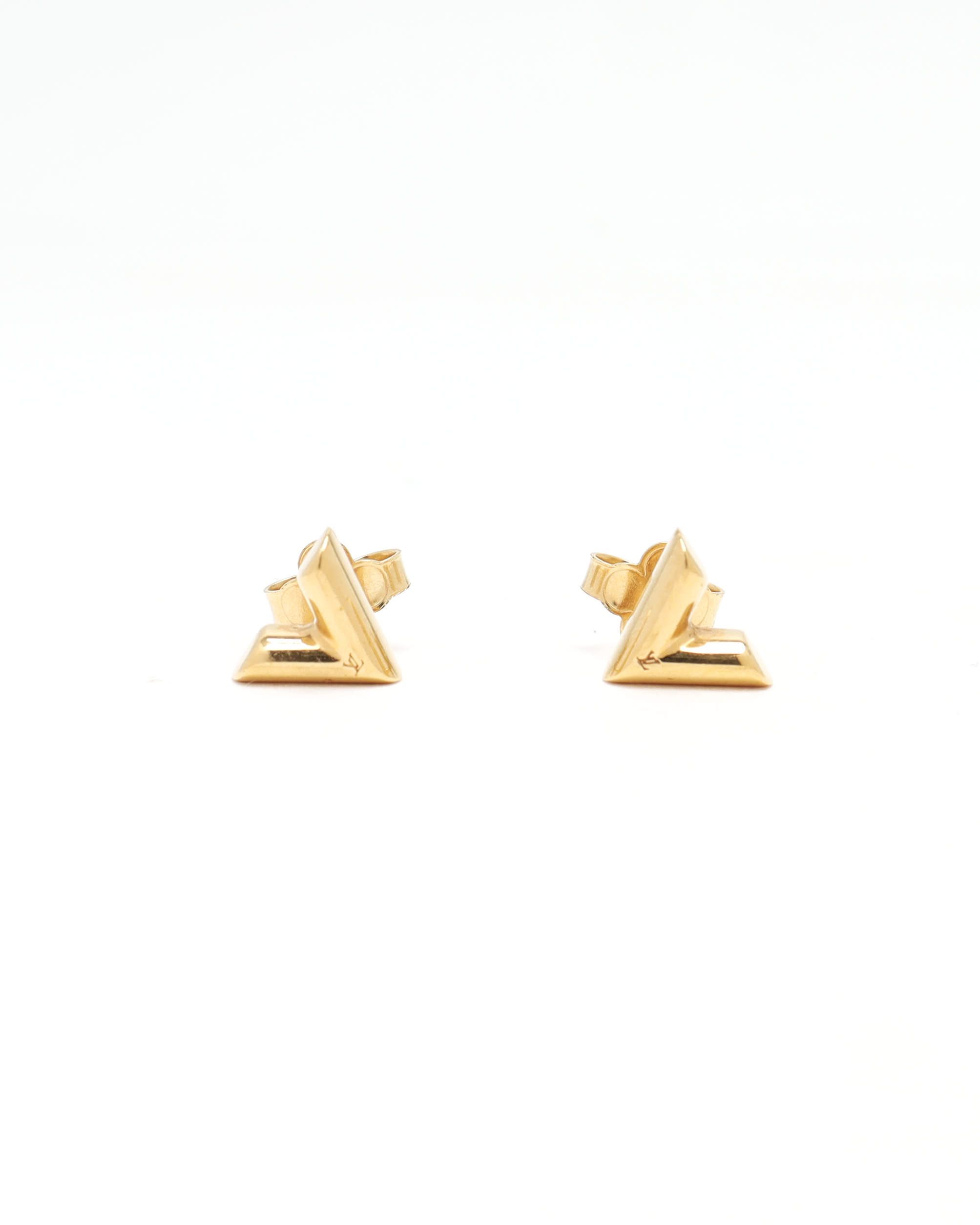 Pre-owned Louis Vuitton Essential V Stud Earrings In Gold