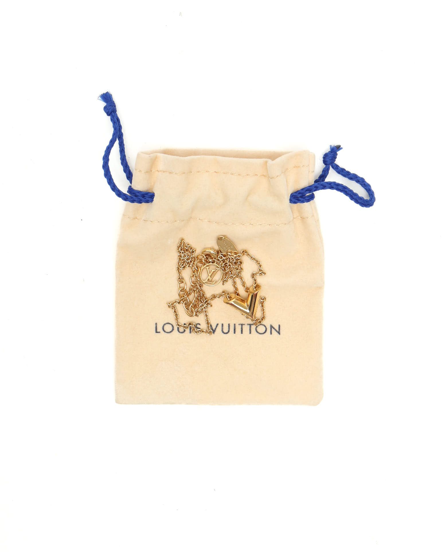 Pre-owned Louis Vuitton Essential V Necklace In Gold
