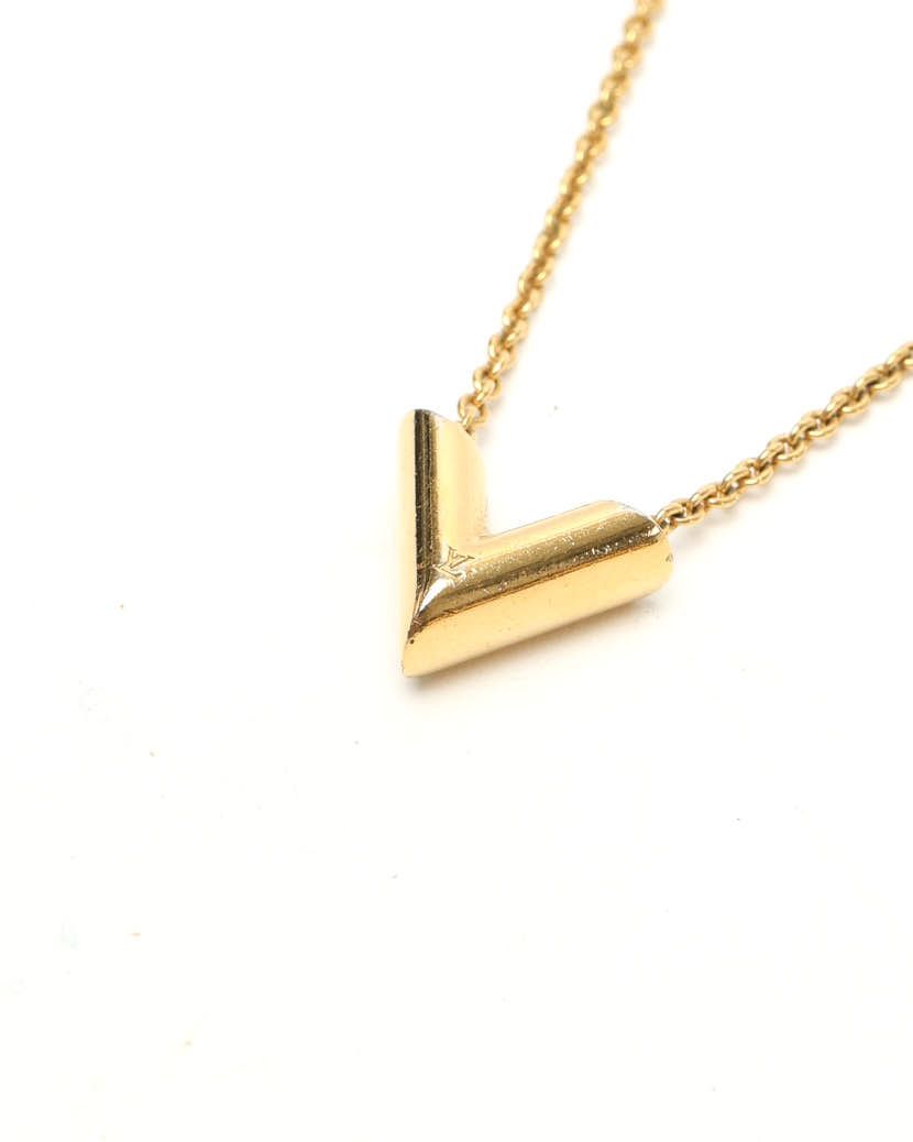 Pre-owned Louis Vuitton Essential V Necklace In Gold