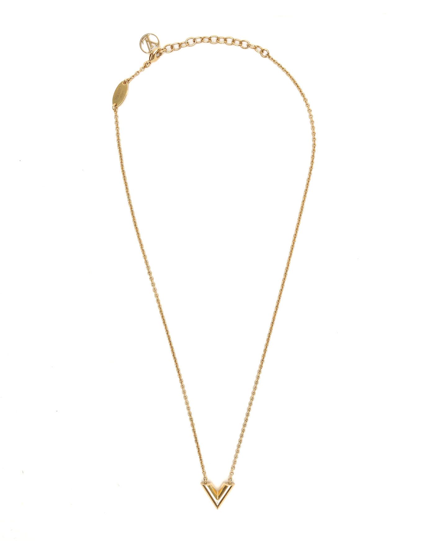 Pre-owned Louis Vuitton Essential V Necklace In Gold